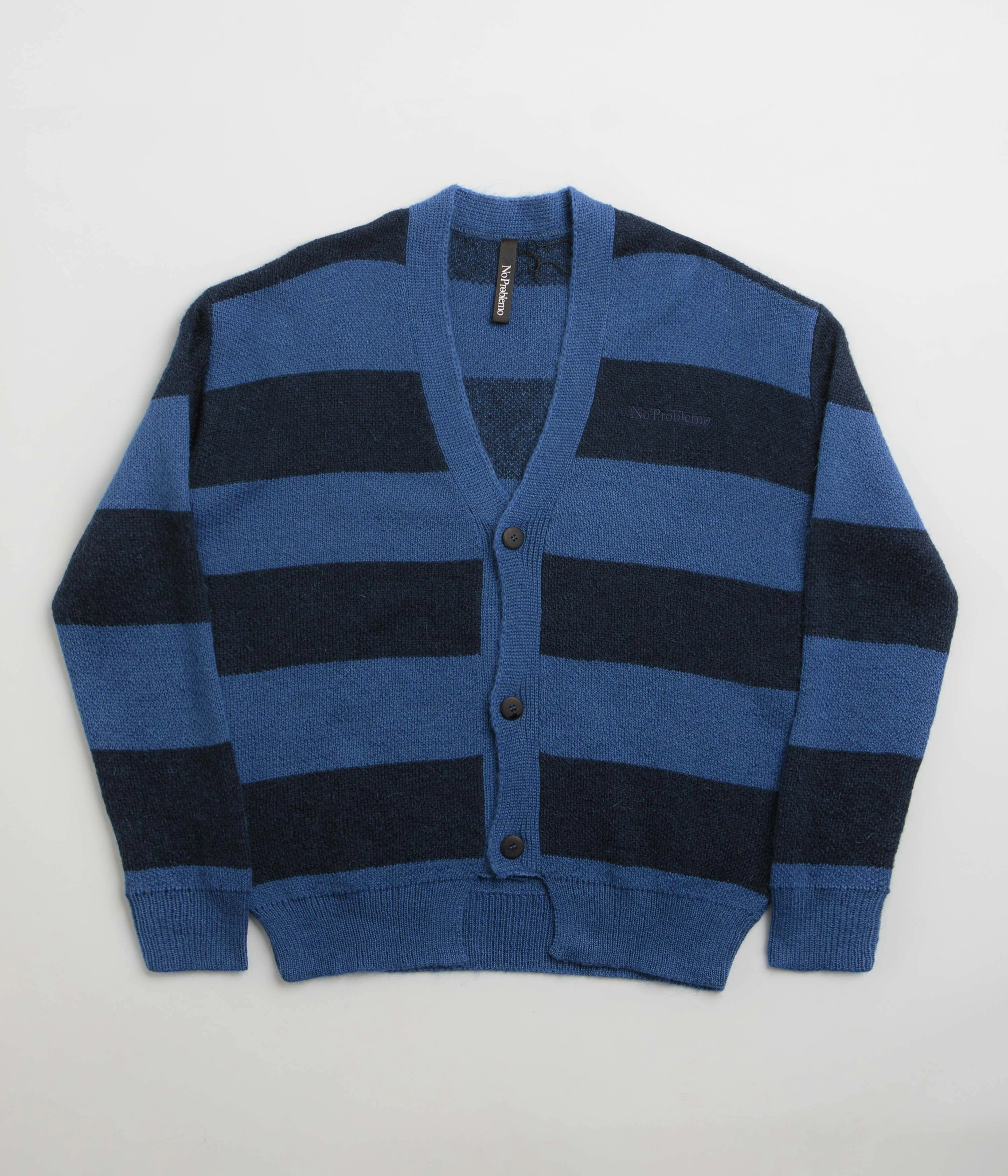 Jacquard Weave No Problemo Striped Mohair Oversized Cardigan - Blue Multi