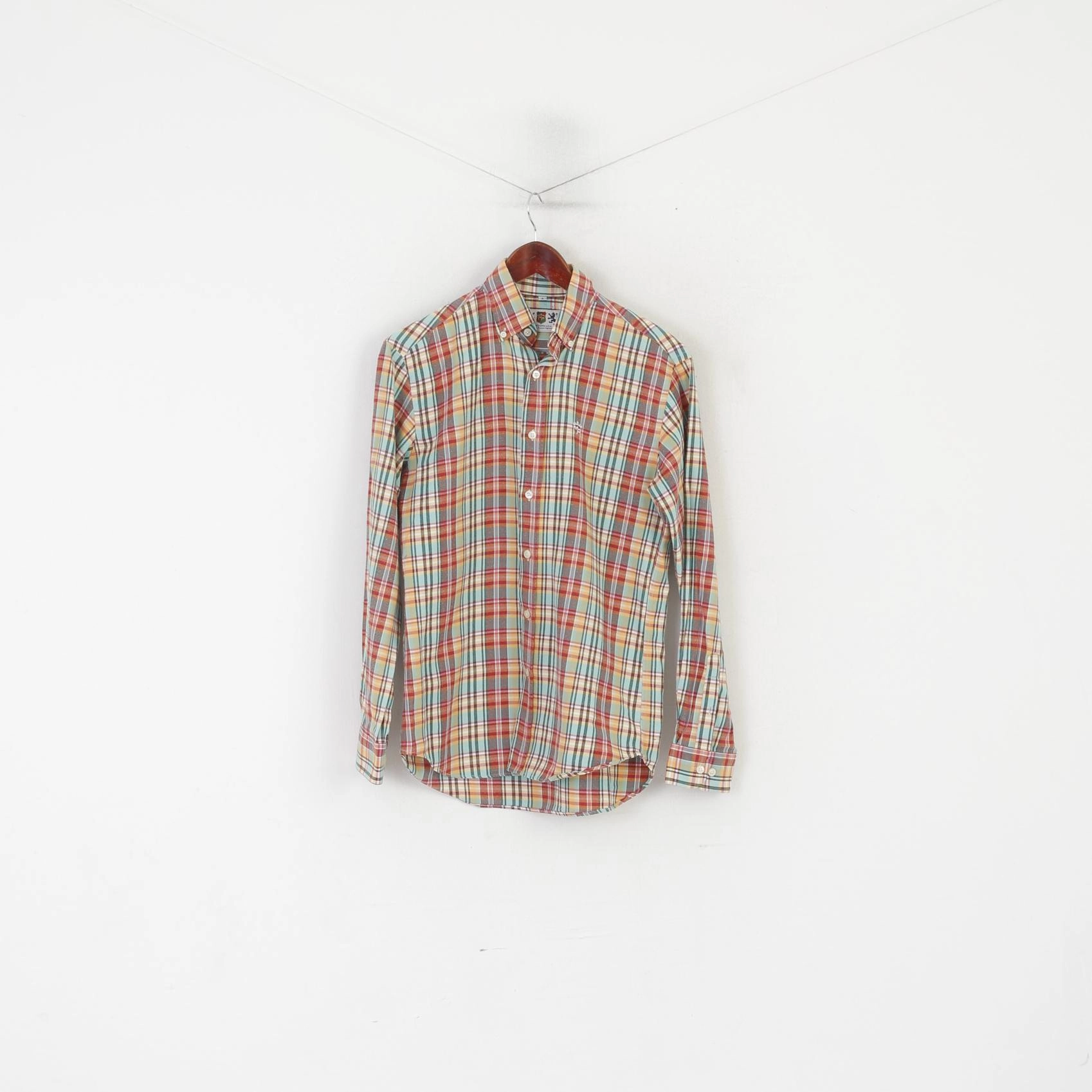 Montepicaza Men 2 S Casual Shirt Green Check Cotton Flanel Long Sleeve Top Reinforced Side Vents