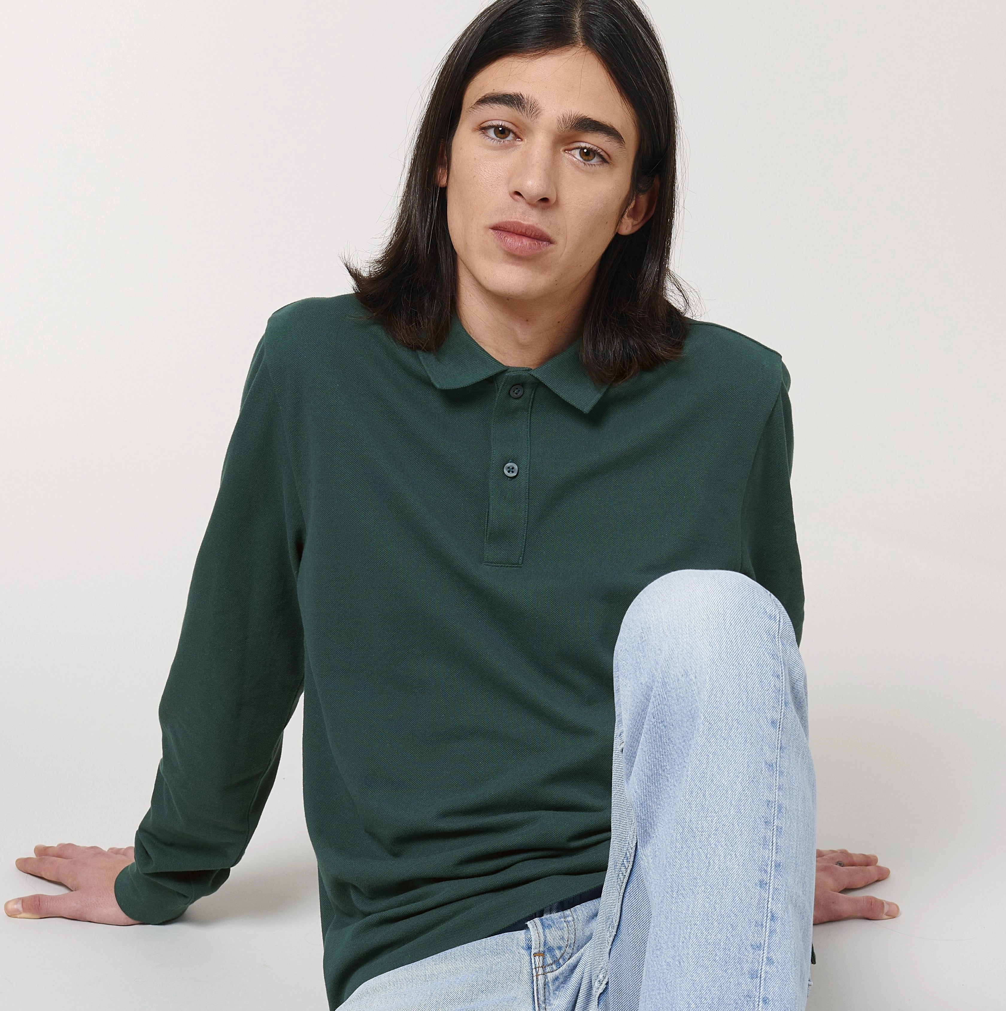 Prepster Long Sleeve Polo | ANTHRACITE Moisture control Breathable Jersey