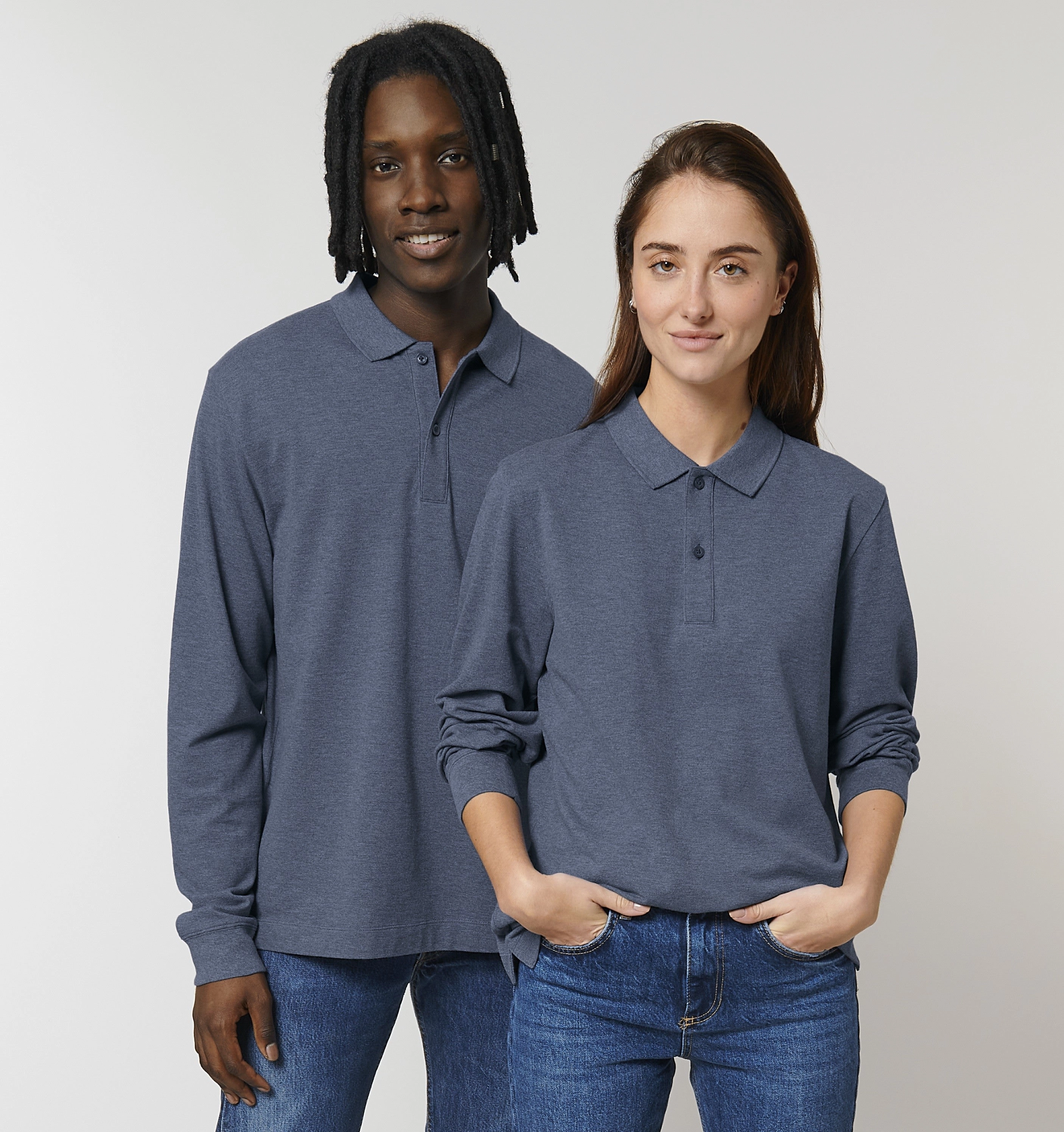 Lightweight Weave Casual Layer Prepster Long Sleeve Polo | ANTHRACITE