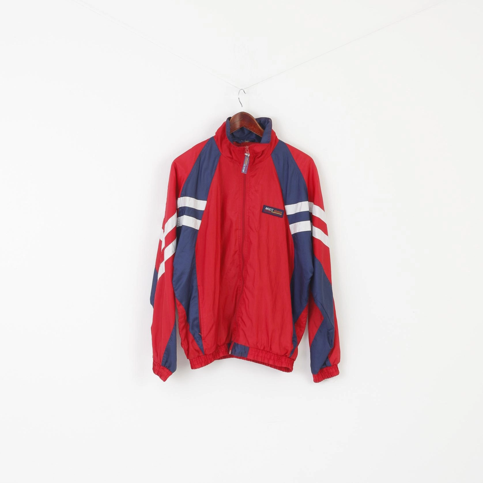 Eco Friendly Volunteer Multi Sports Sportique Men M Jacket Red Vintage Bomber Shiny Full Zipper Top