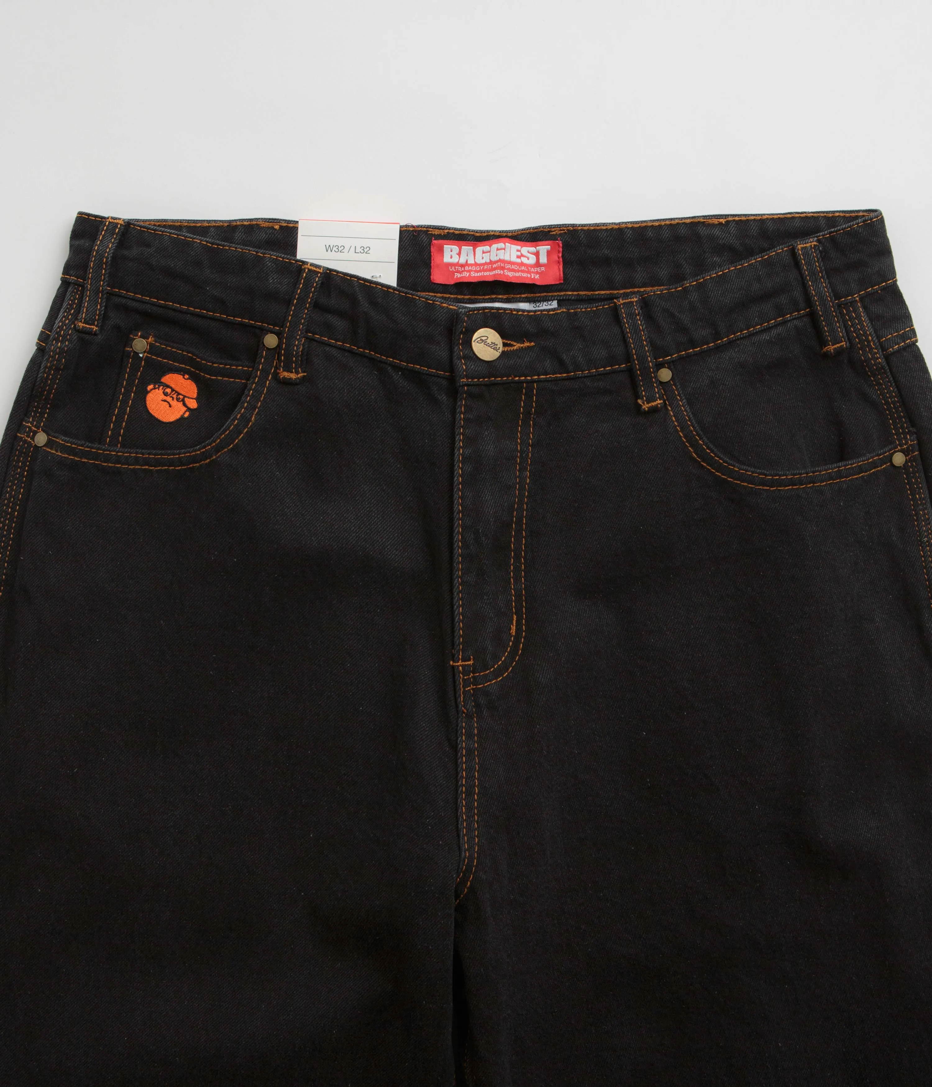 Plain style Morning Ready Butter Goods Santosuosso Jeans - Washed Black / Orange