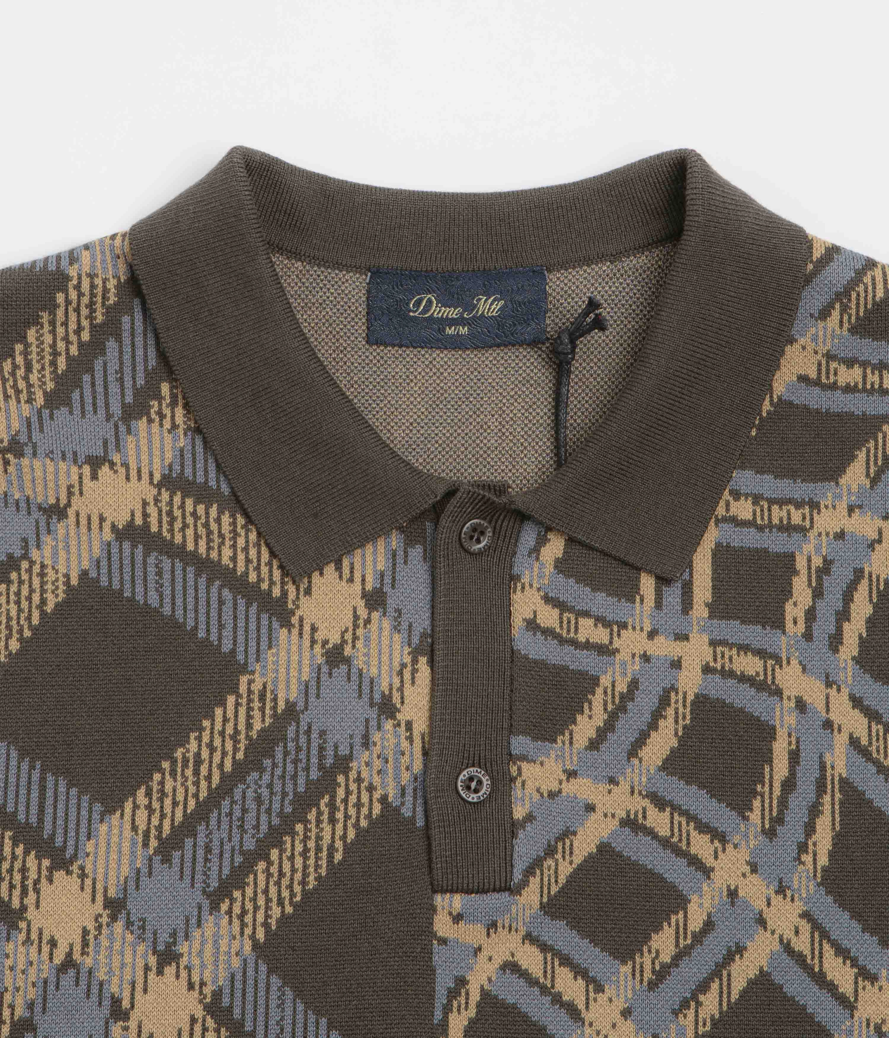Hooded Option Flex Fit Collar Dime Antique Polo Shirt - Brown Multi
