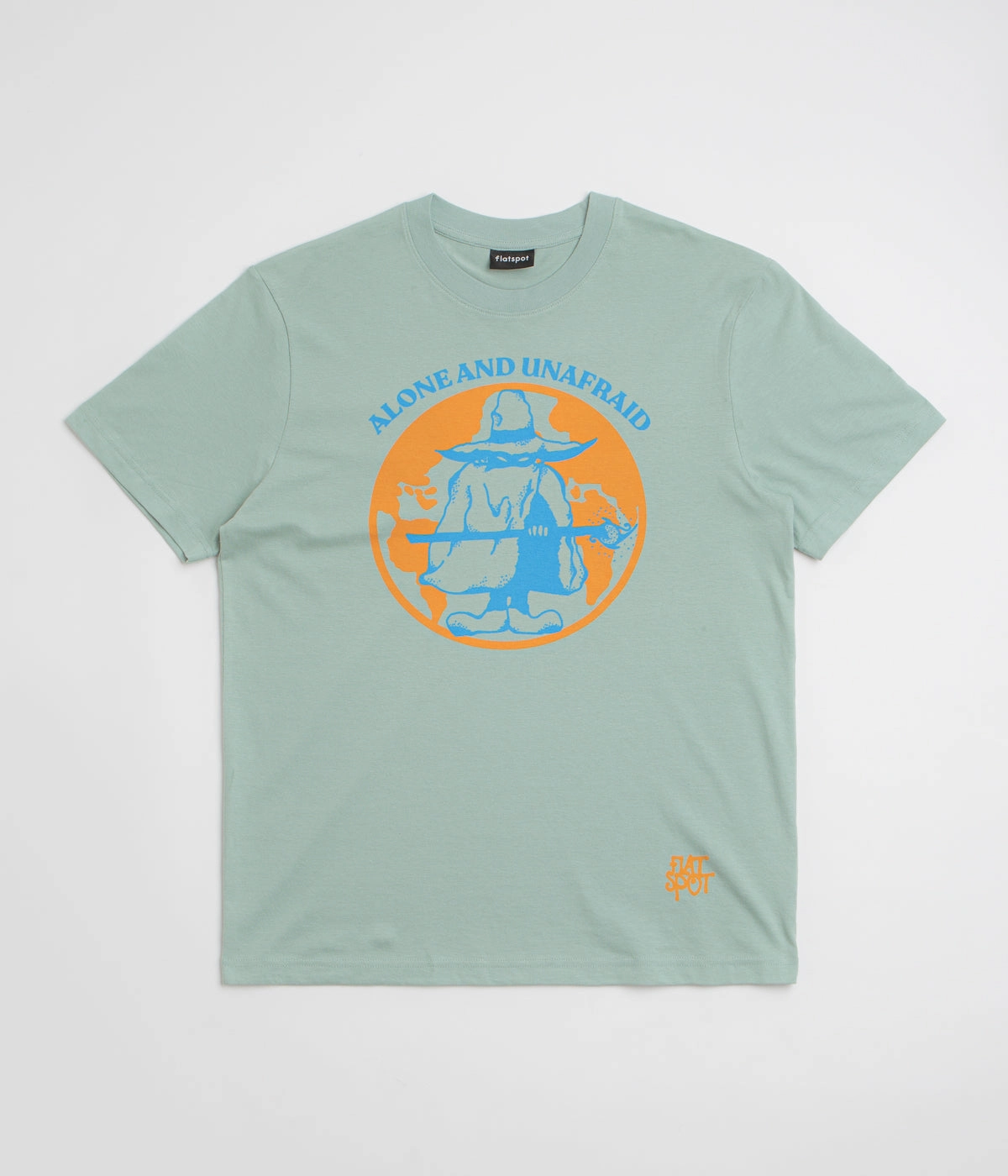 flatspot Alone And Unafraid T-Shirt - Blue Aloe Men's Sleek Layer
