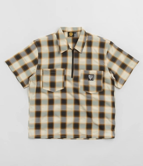 Thermoregulating Fabric Sexhippies Half Zipper Short Sleeve Shirt - Off White / Black