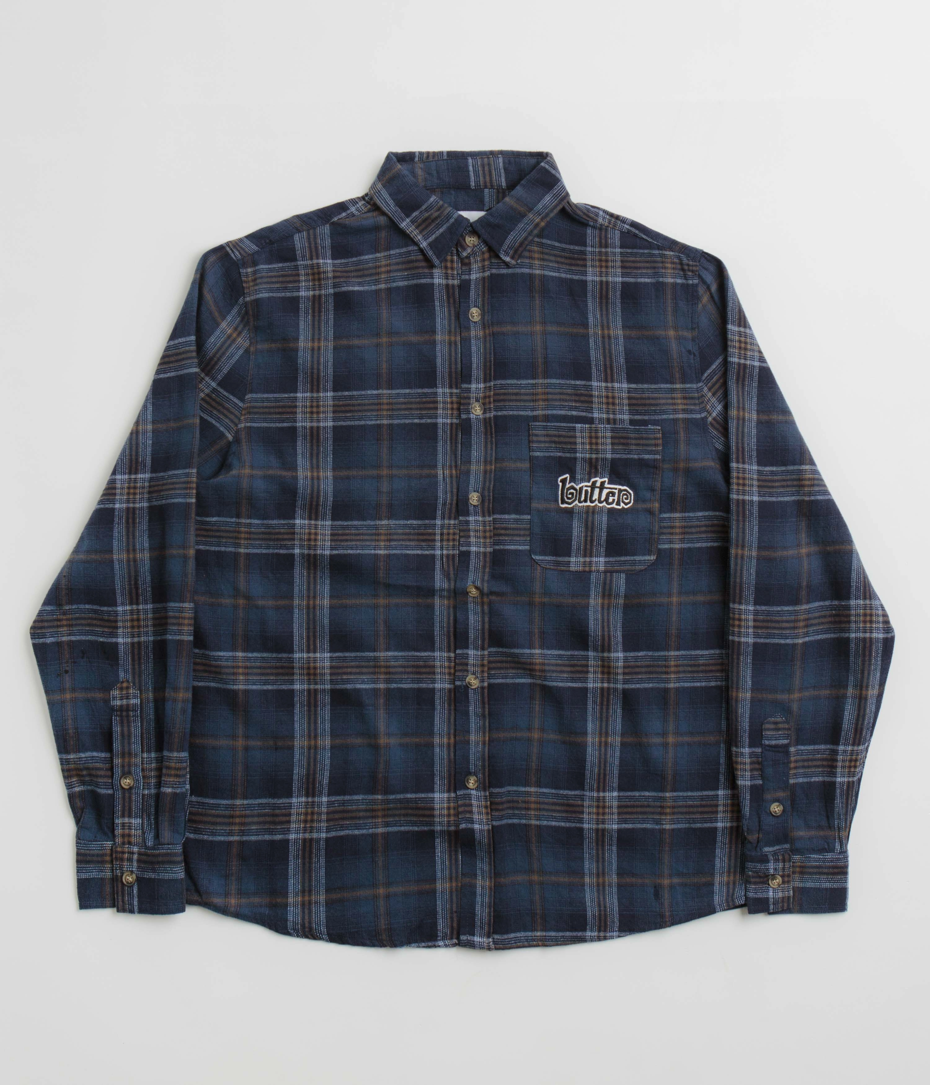 Sleeveless Cut Butter Goods Swirl Plaid Shirt - Navy / White