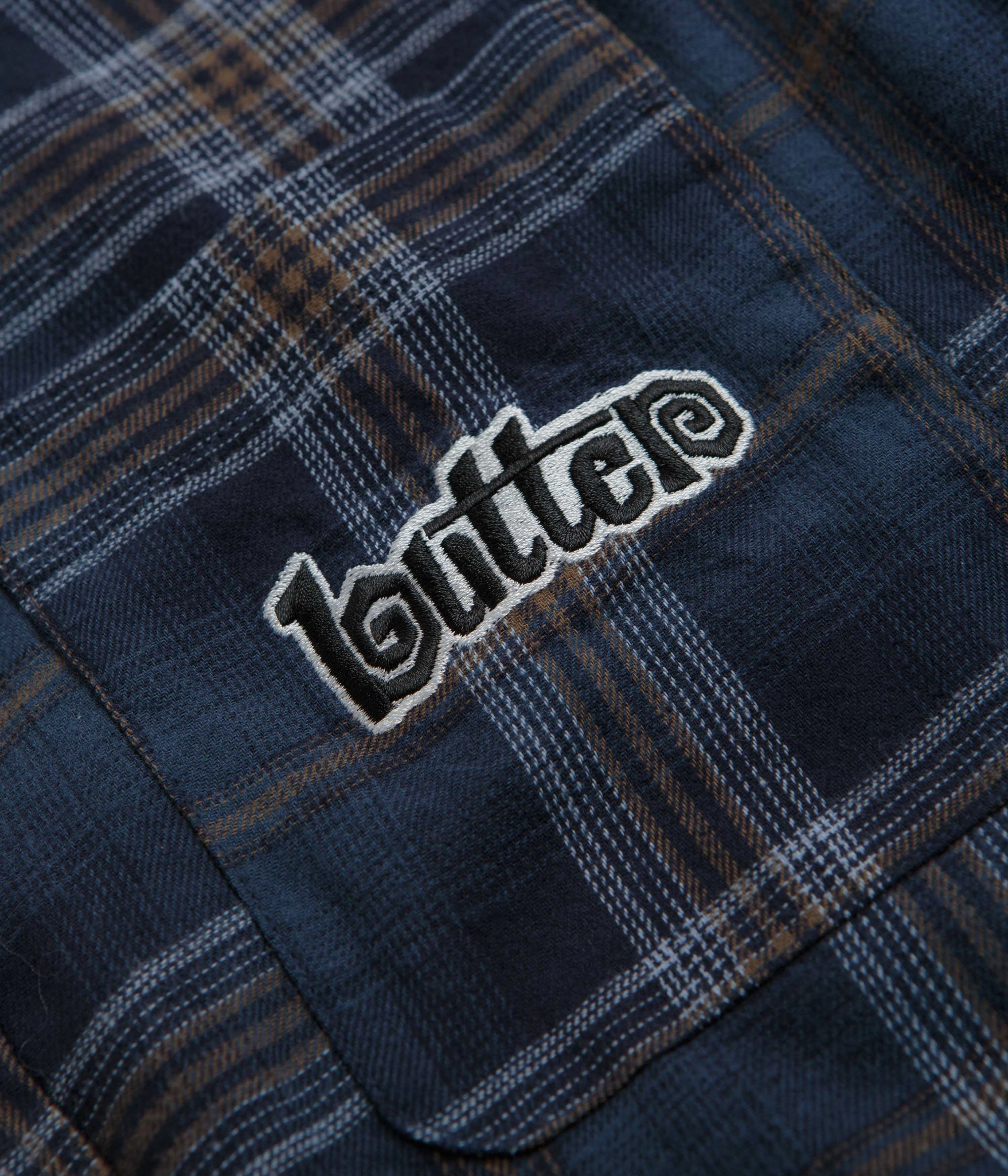 Butter Goods Swirl Plaid Shirt - Navy / White Odor Resistant