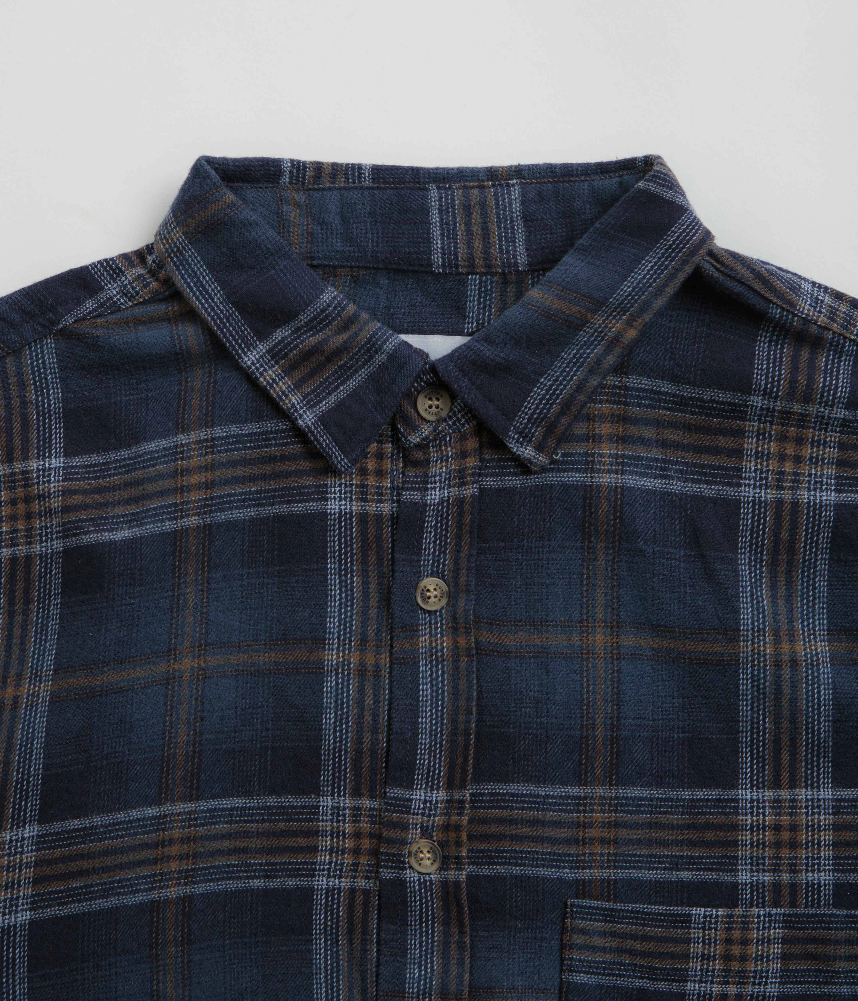 Butter Goods Swirl Plaid Shirt - Navy / White Odor Control Technology Smooth Zipper Design