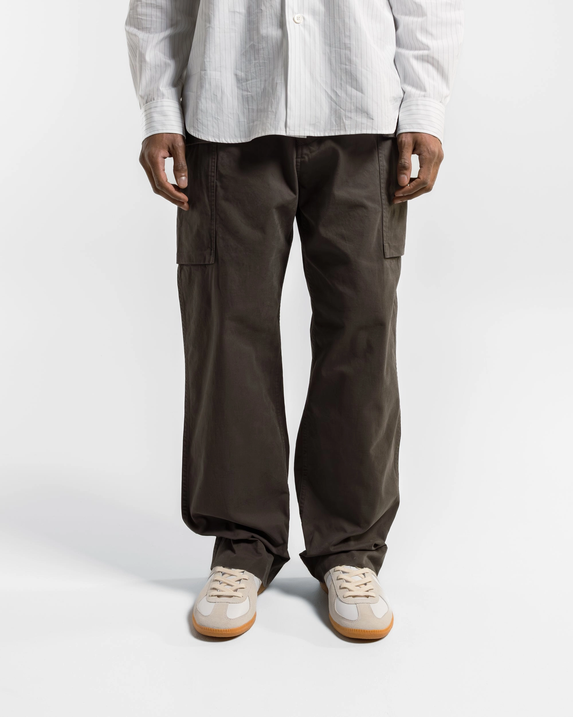 Cargo Pocket Trousers - Ebony Plain Cotton Drill Street Active Perfect Fit Wear