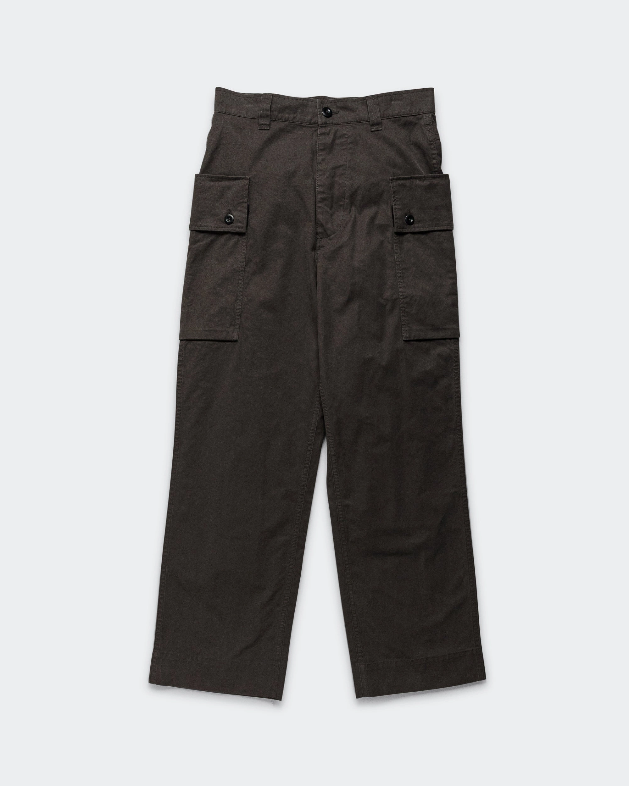 Cargo Pocket Trousers - Ebony Plain Cotton Drill Anti Pilling