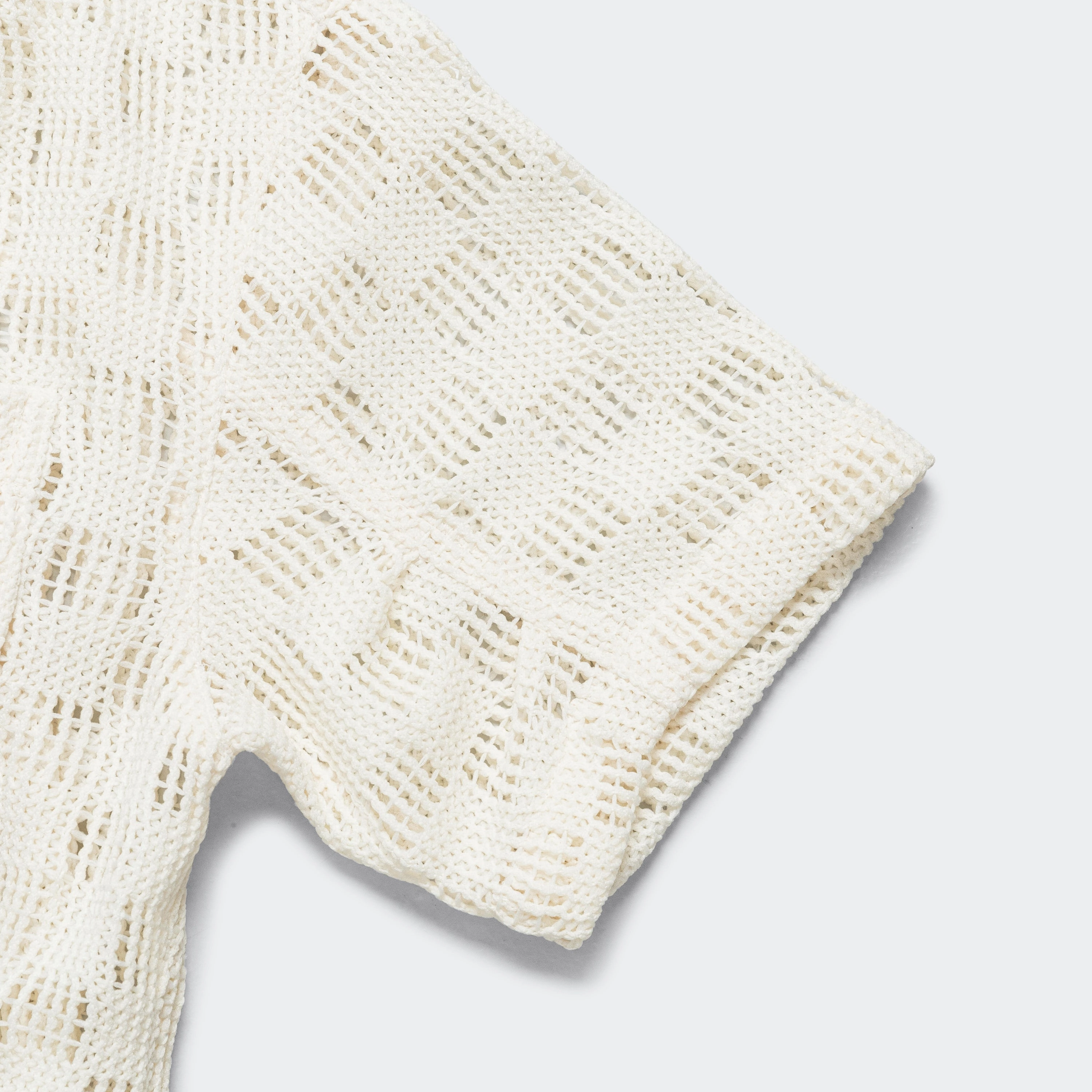 Neutral Toned Stitching Creative Professional Letto Knitted SS Shirt - Ecru