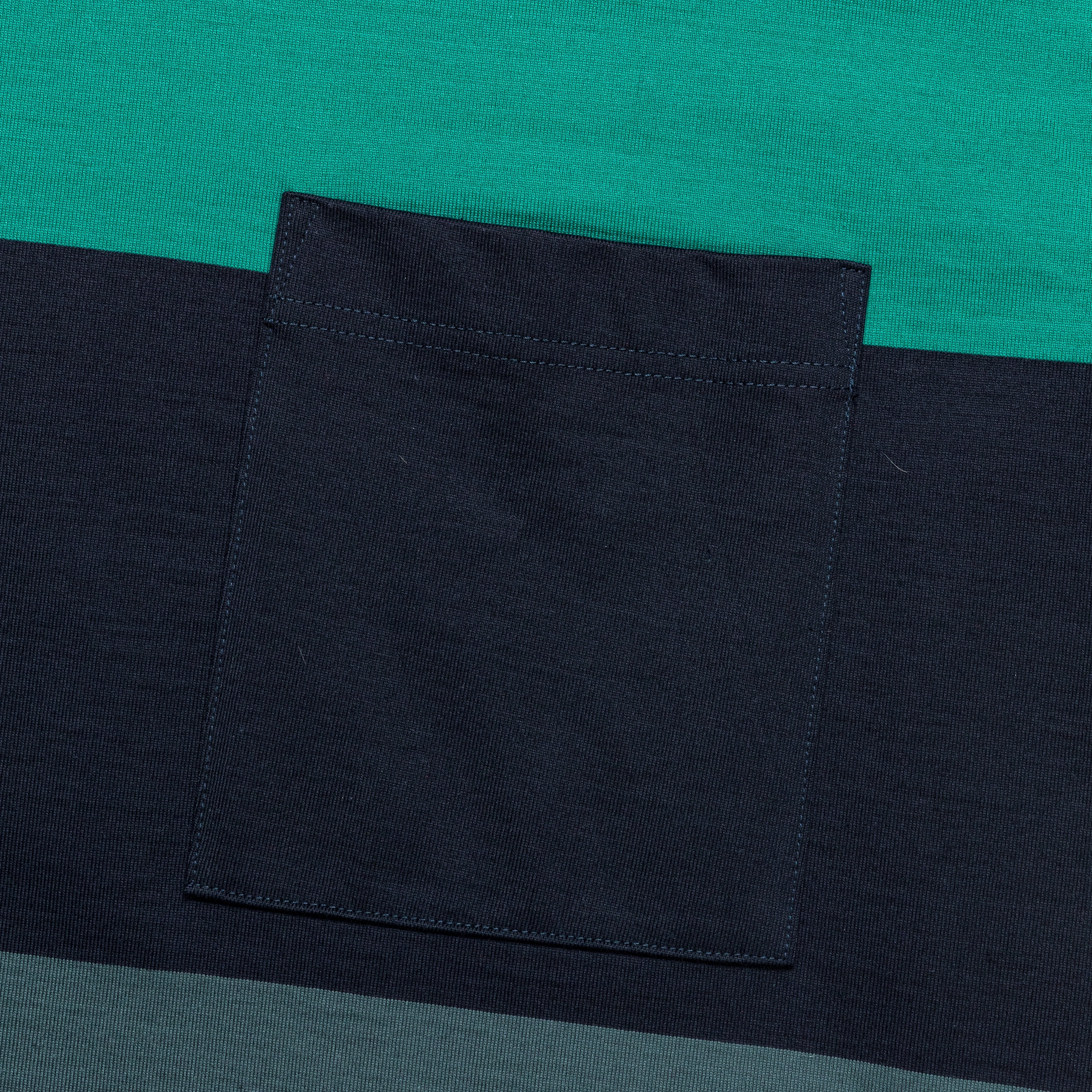 Essential Look Heritage Pocket Stripe T-Shirt - Dark Storm/Aquagreen