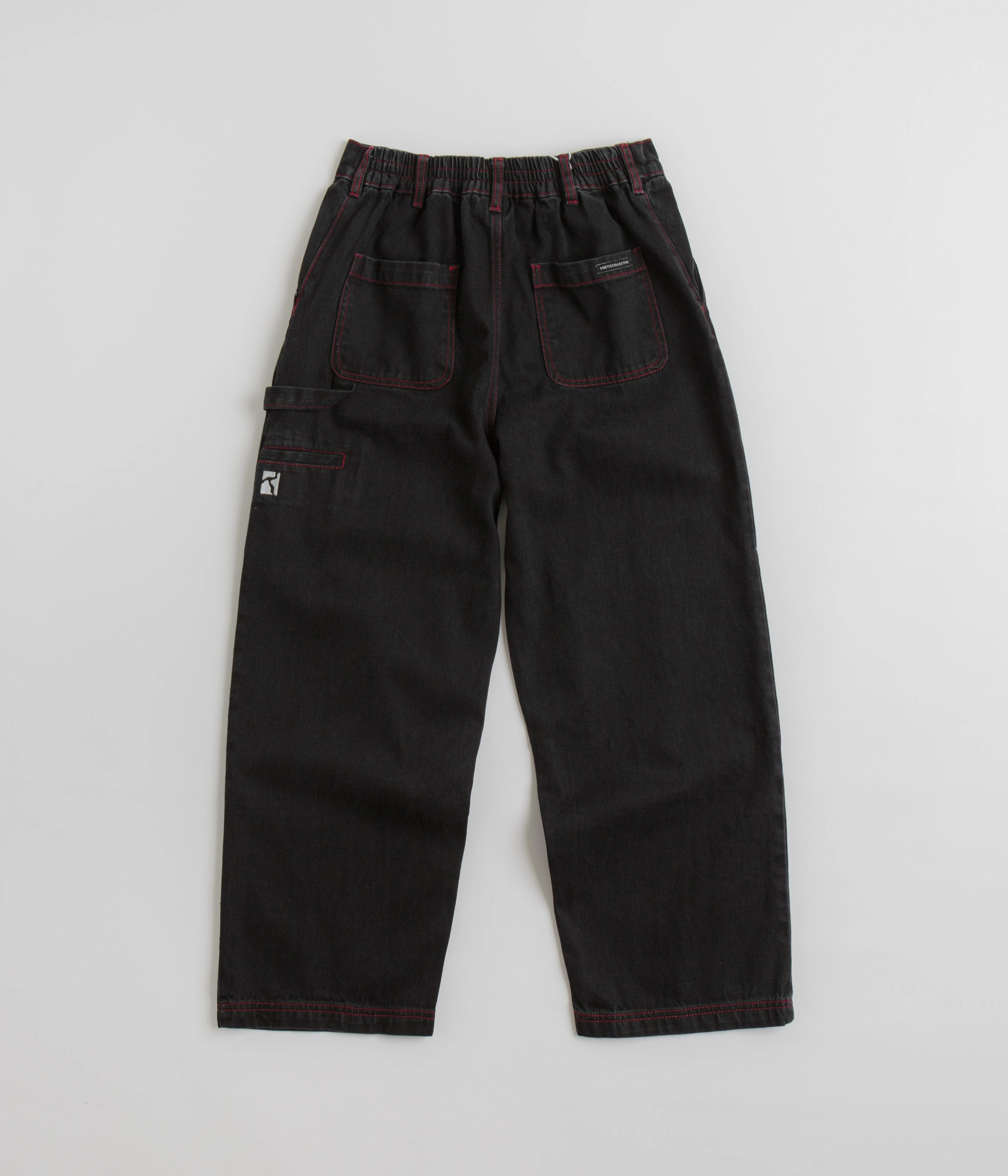 Workwear All Purpose Poetic Collective Denim Sculptor Pants - Black / Red Stitch