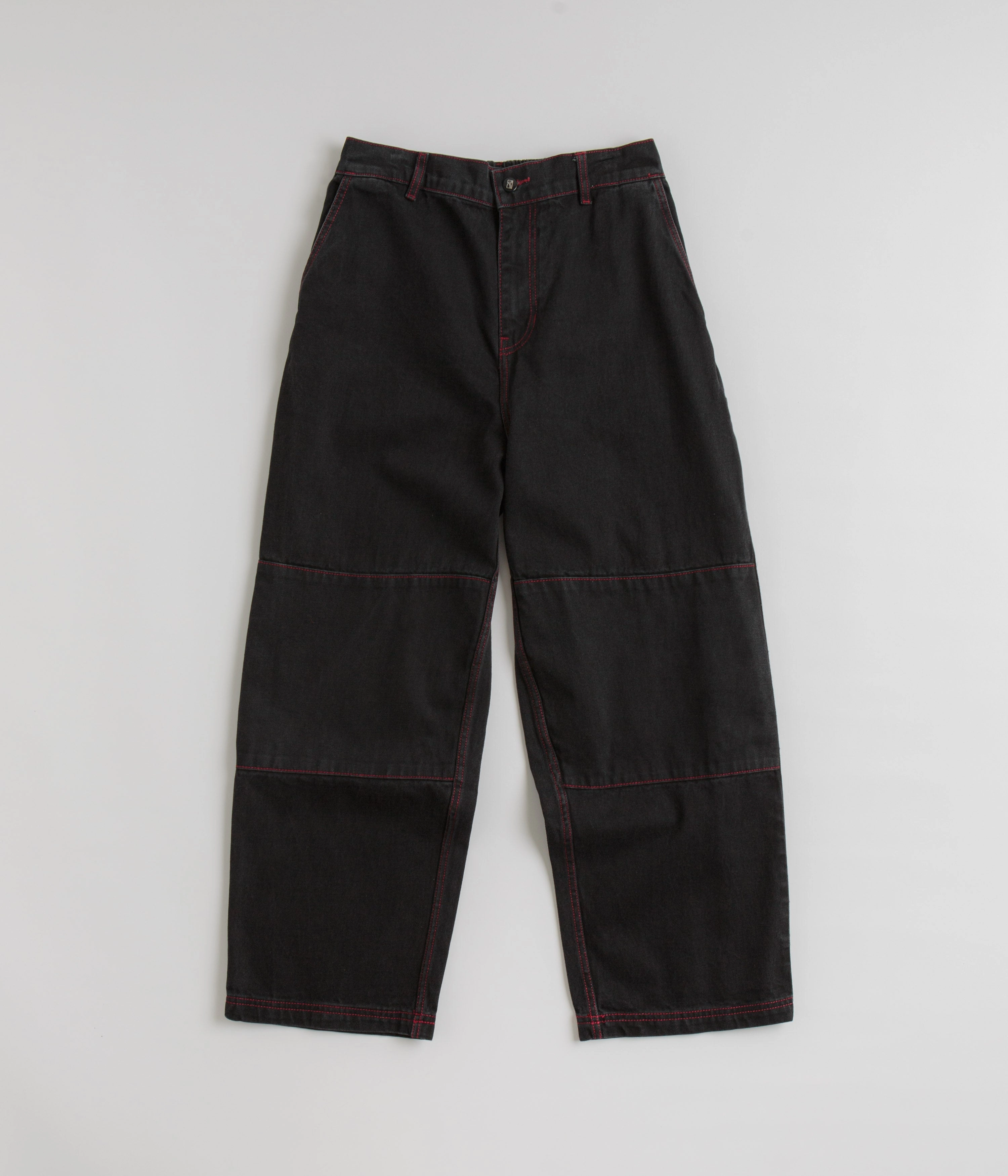 Trendy Design UV protection coating Poetic Collective Denim Sculptor Pants - Black / Red Stitch