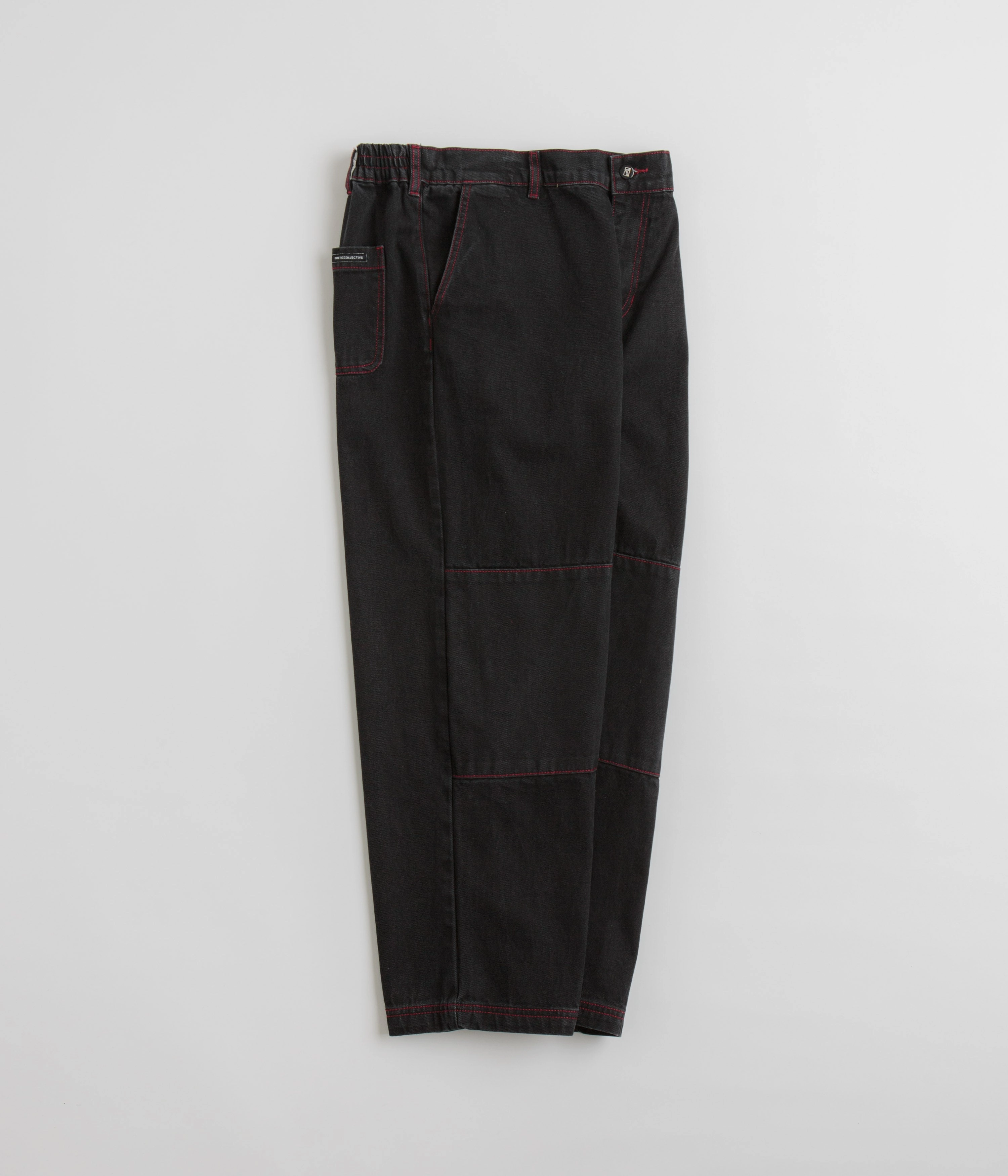 Poetic Collective Denim Sculptor Pants - Black / Red Stitch Cotton comfort