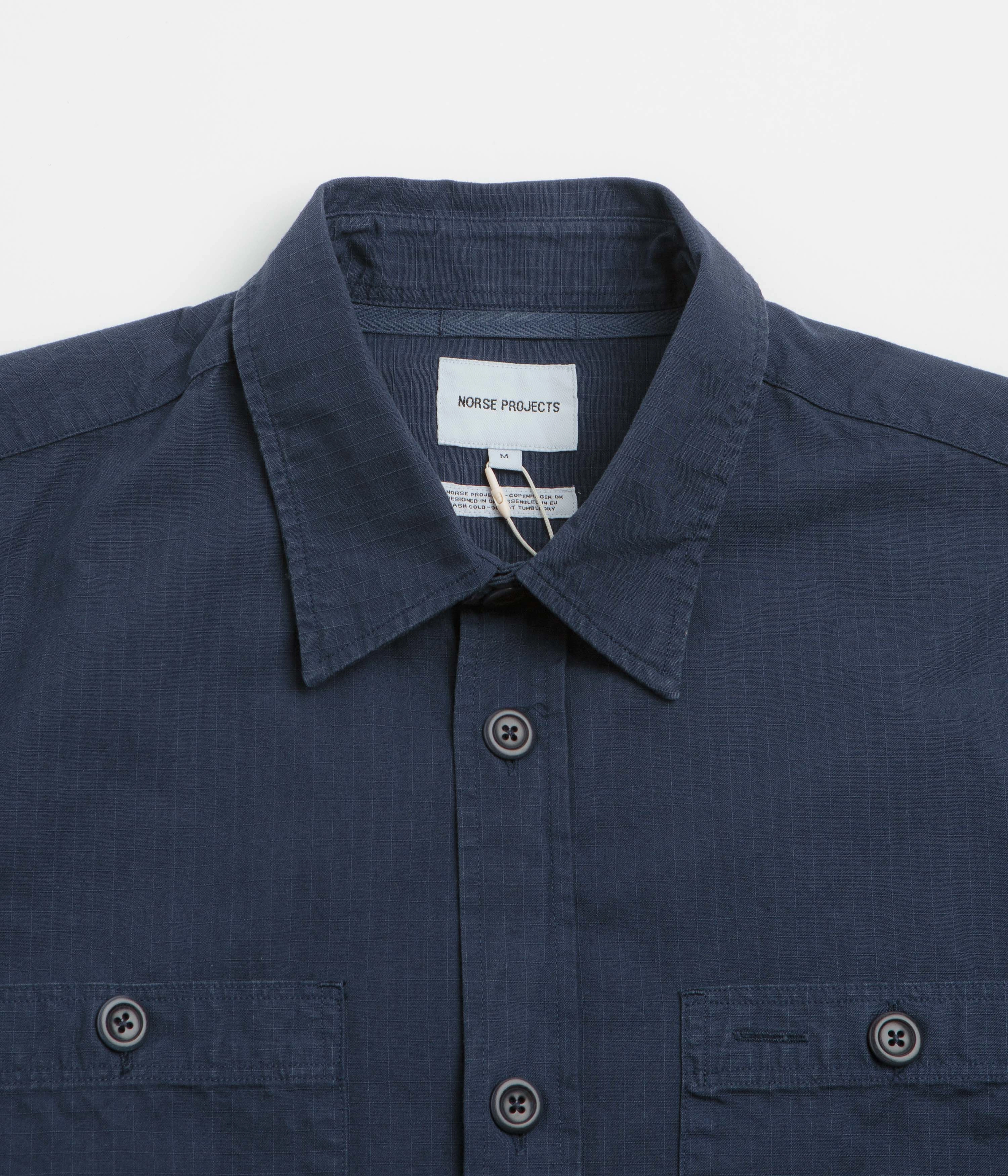 Norse Projects Algot Relaxed Shirt - Workwear Blue Trendsetting Everyday Outfit