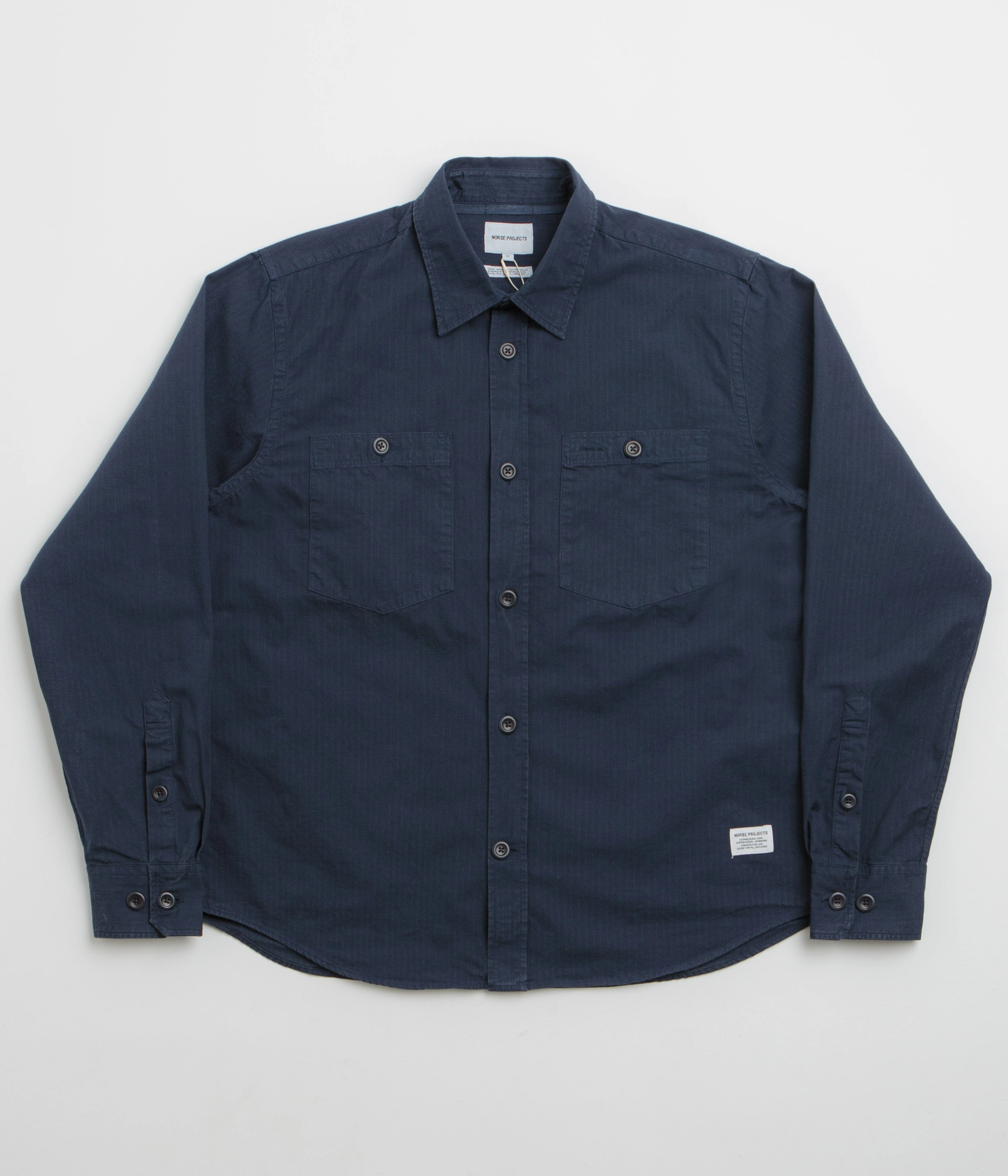 Norse Projects Algot Relaxed Shirt - Workwear Blue Stretch Fabric