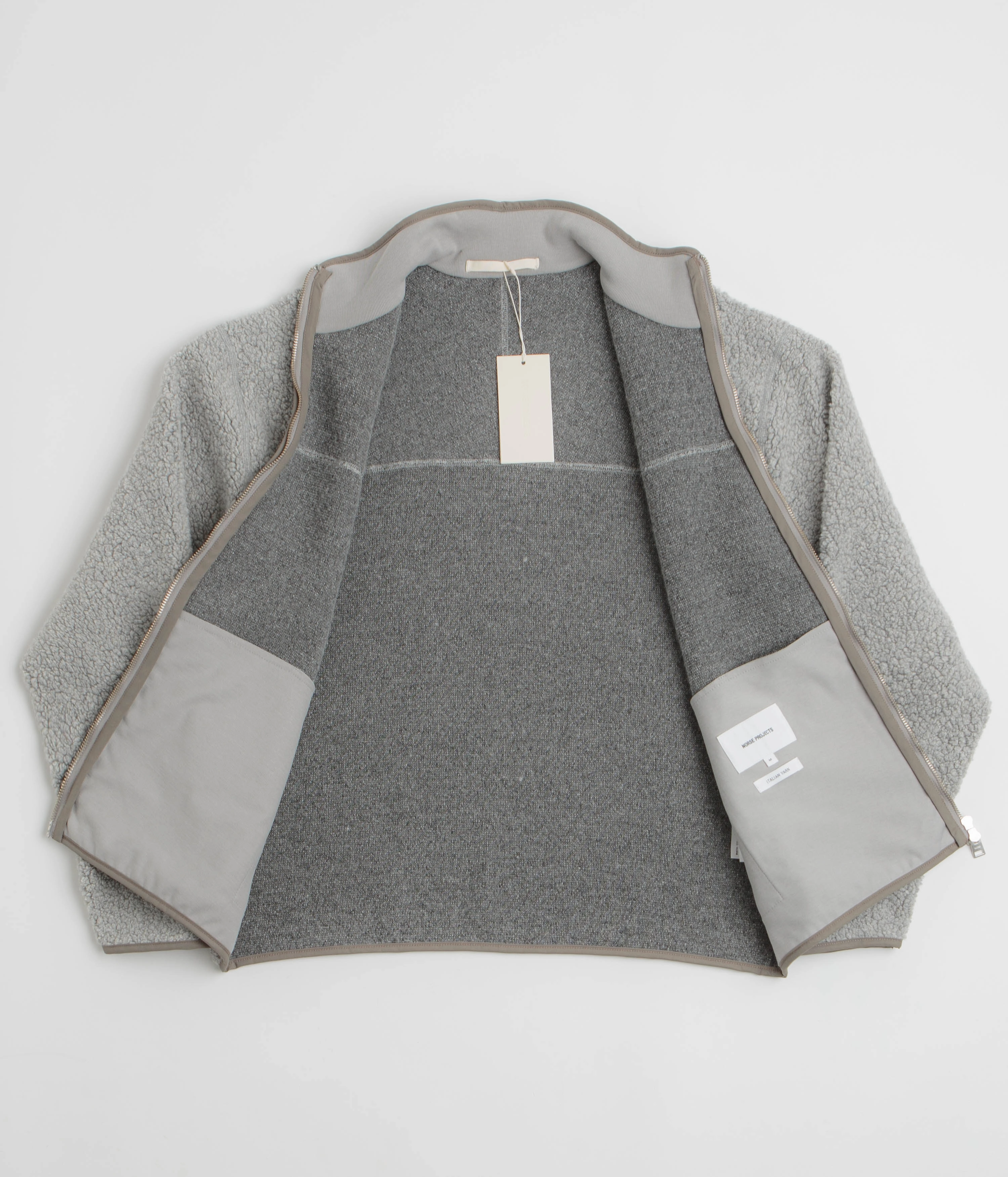 Norse Projects Bjorn Sherpa Wool Fleece Jacket - Grey Melange Animal Print suitable for beauty pageants