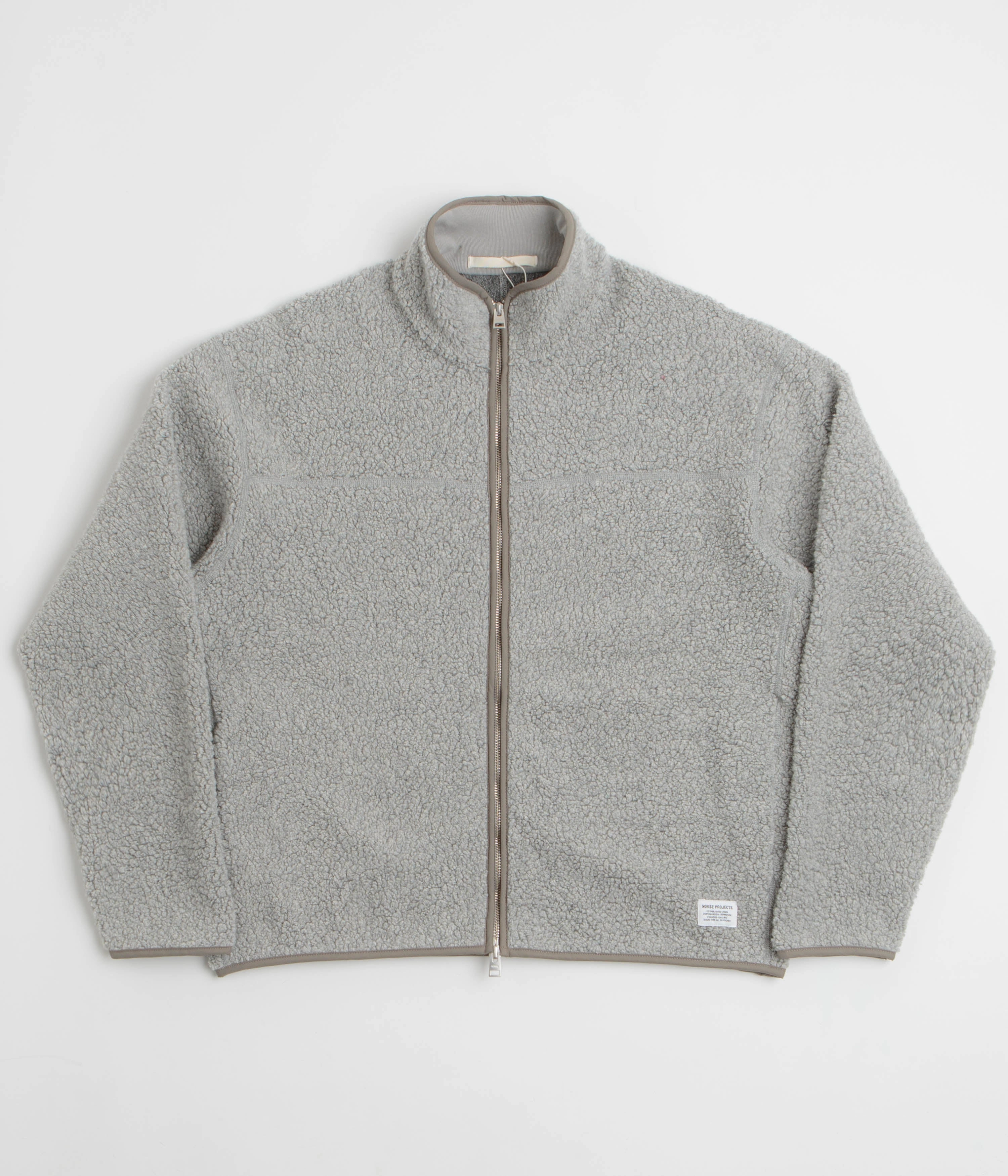 Norse Projects Bjorn Sherpa Wool Fleece Jacket - Grey Melange Receipt No Bulk
