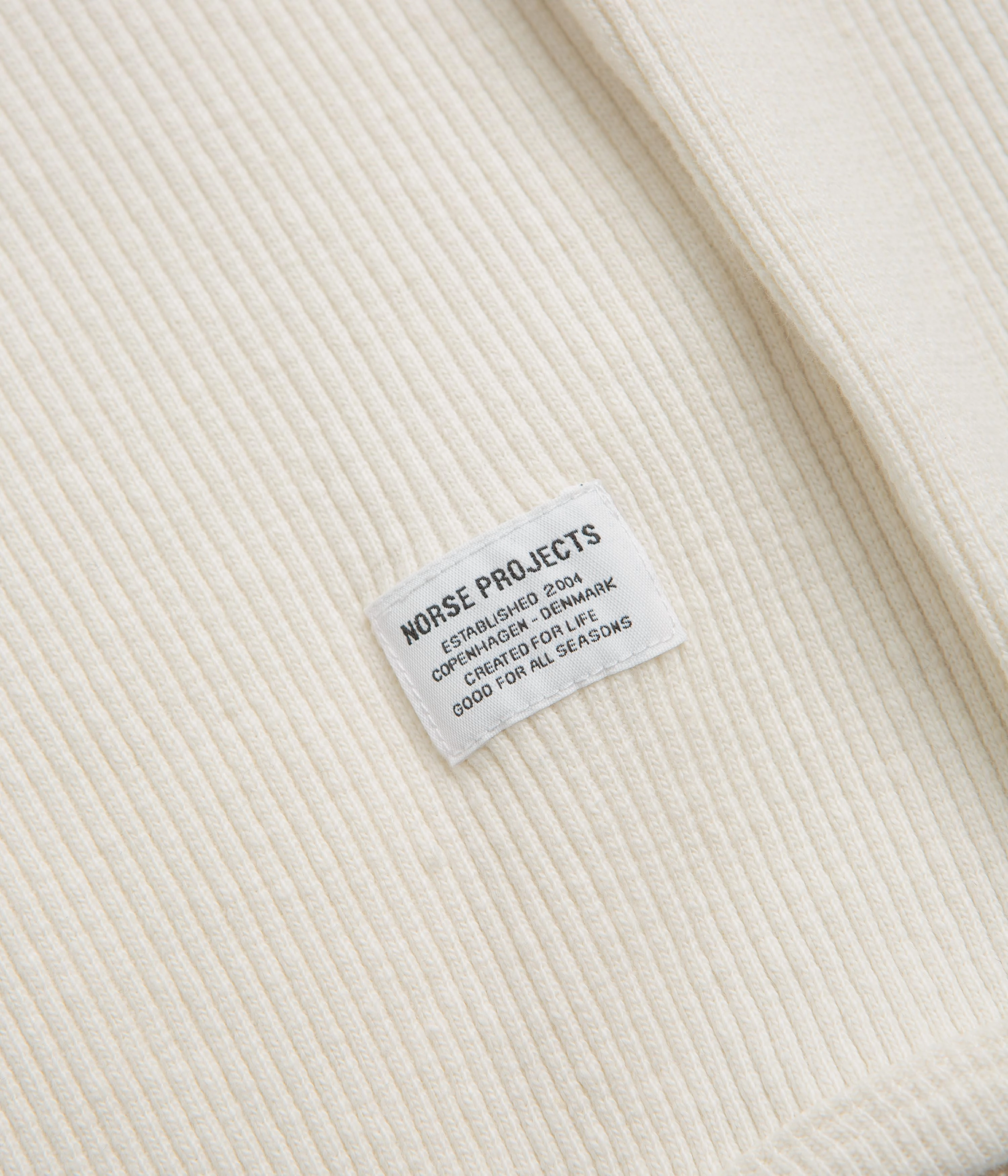 Classic Comfort Style Simple Wear Norse Projects Eske Military Rib Long Sleeve T-Shirt - Ecru