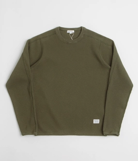 Moisture Control Fabric EcoFriendlyDyes Norse Projects Eske Military Rib Long Sleeve T-Shirt - Olive Night