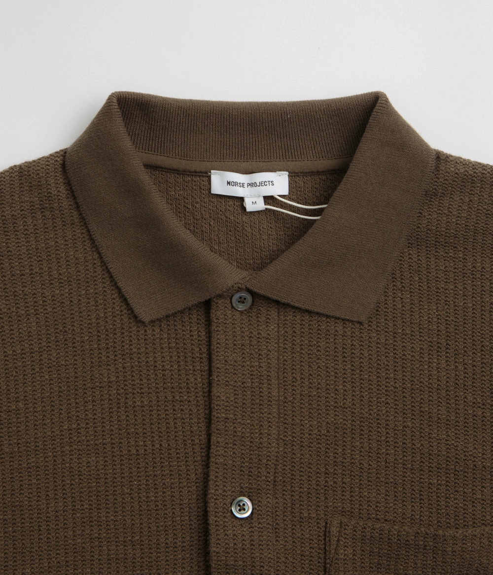 Sustainable Dye Process Norse Projects Gustav Crochet Shirt - Chestnut
