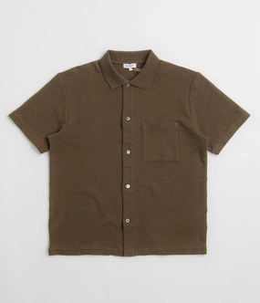 Norse Projects Gustav Crochet Shirt - Chestnut Split hem