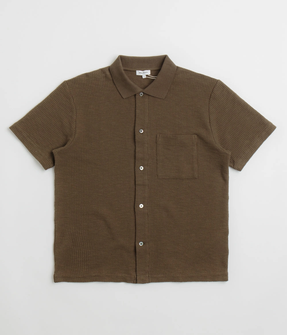 Norse Projects Gustav Crochet Shirt - Chestnut Split hem