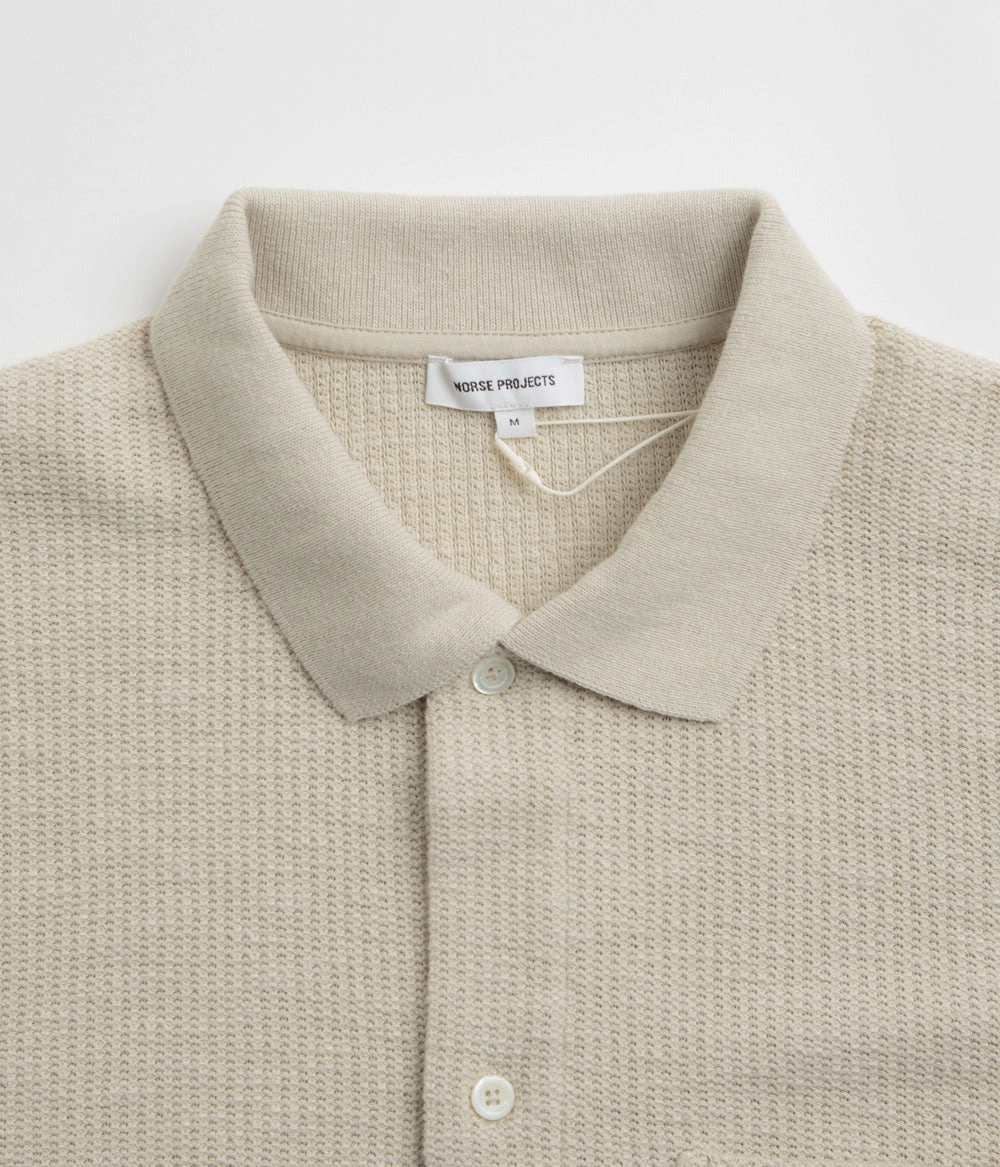 Norse Projects Gustav Crochet Shirt - Oatmeal Neutral Toned Stitching