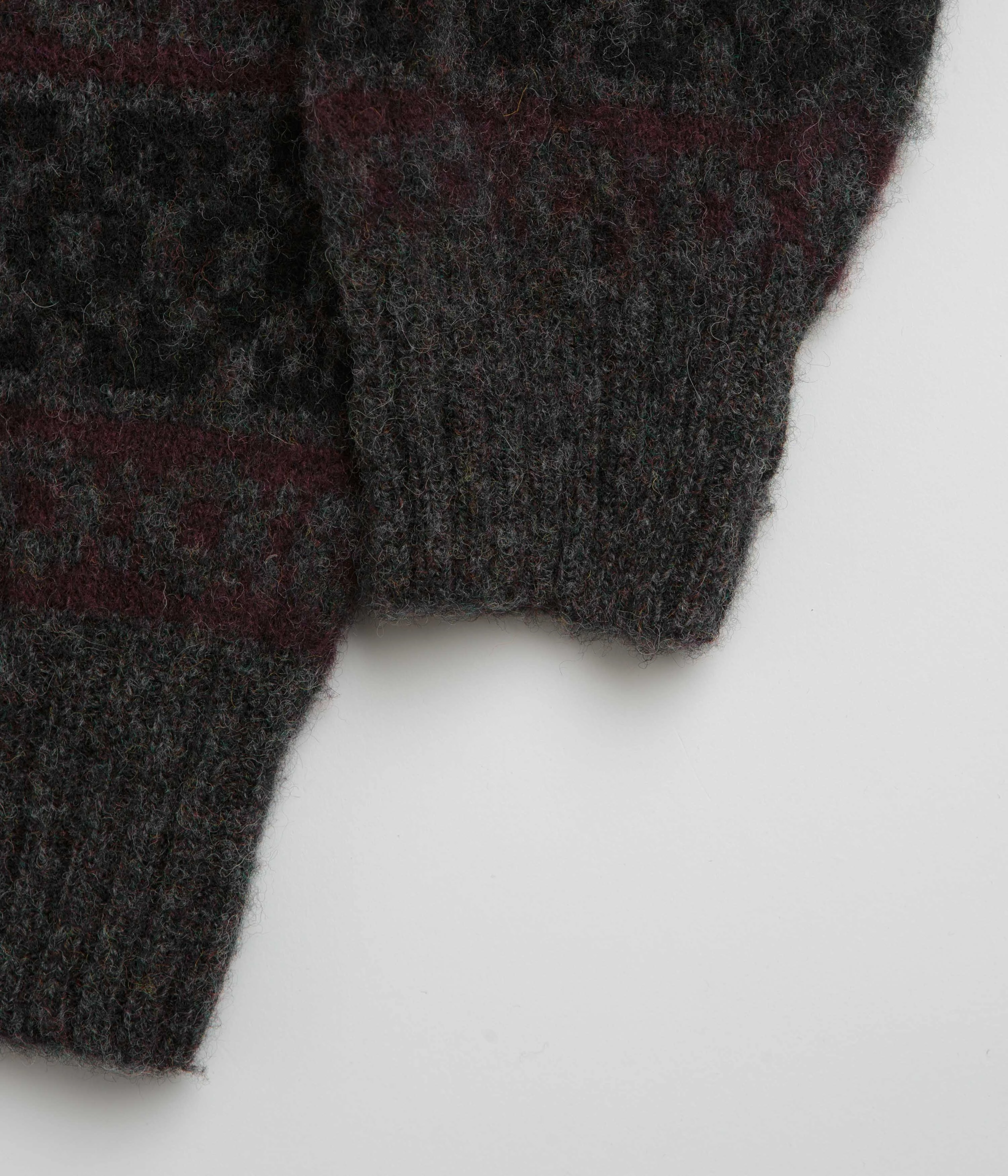 Norse Projects Jonas Scottish Lambswool Fair Isle Sweatshirt - Charcoal Grey Easy Look