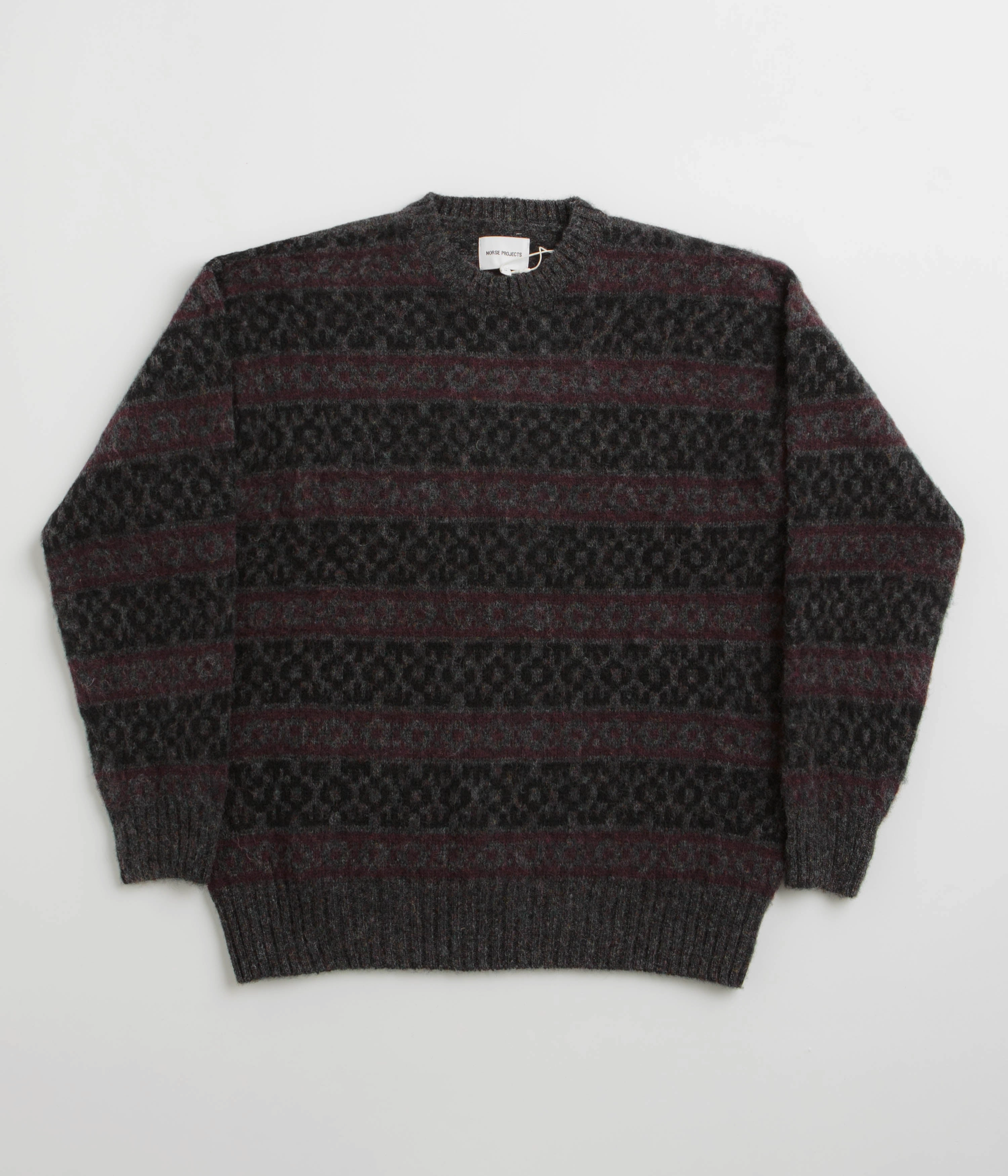 Urban Essential dancing suitable Norse Projects Jonas Scottish Lambswool Fair Isle Sweatshirt - Charcoal Grey