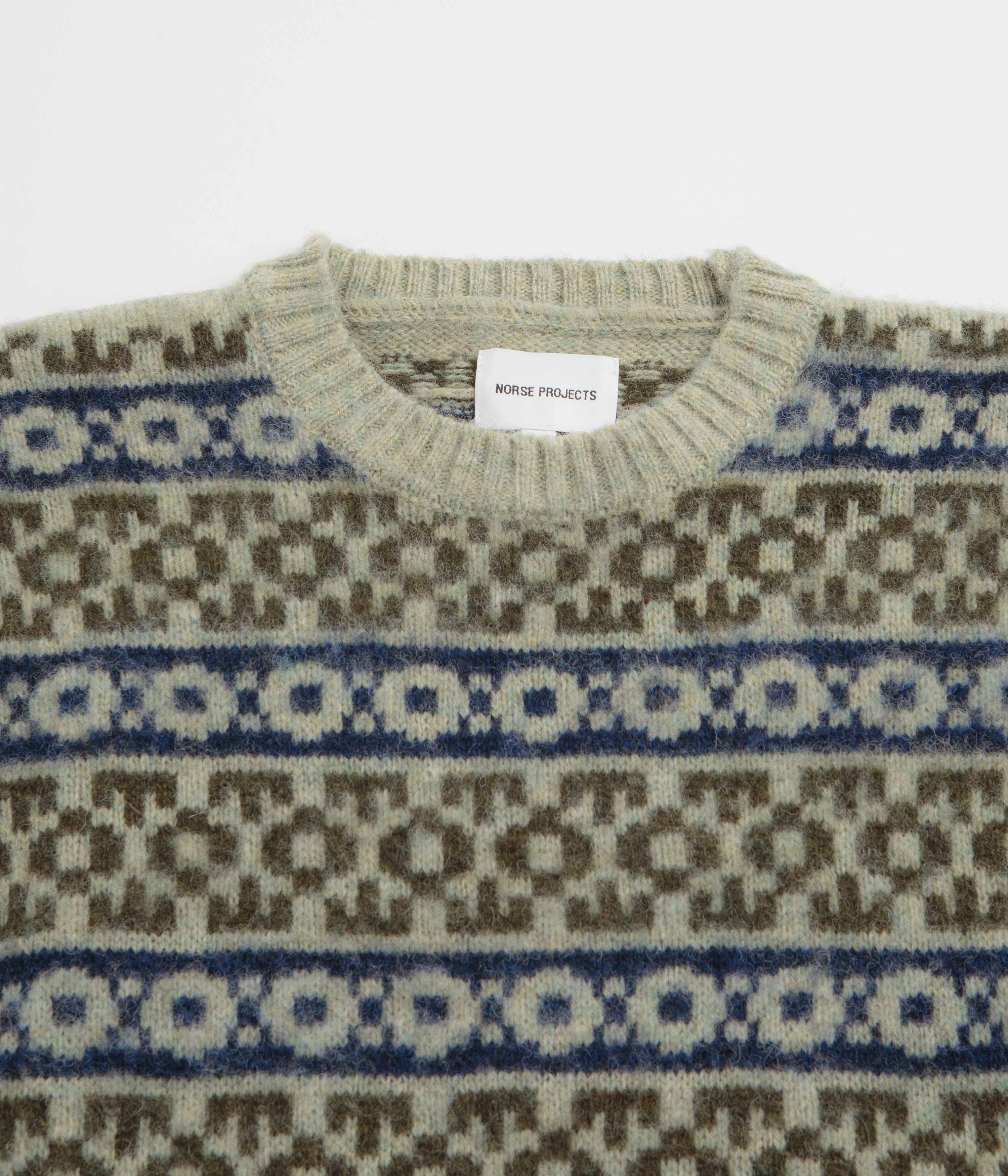 Norse Projects Jonas Scottish Lambswool Fair Isle Sweatshirt - Elm Breathable Design