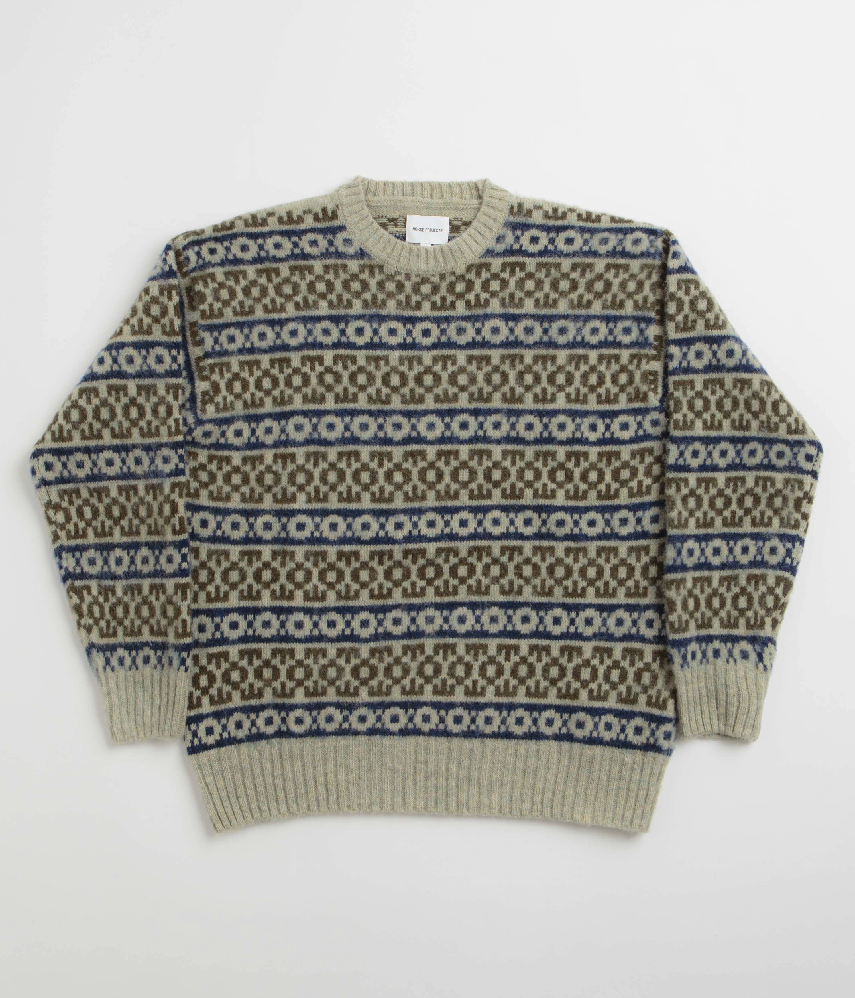 Norse Projects Jonas Scottish Lambswool Fair Isle Sweatshirt - Elm Easy Layer Vintage Style