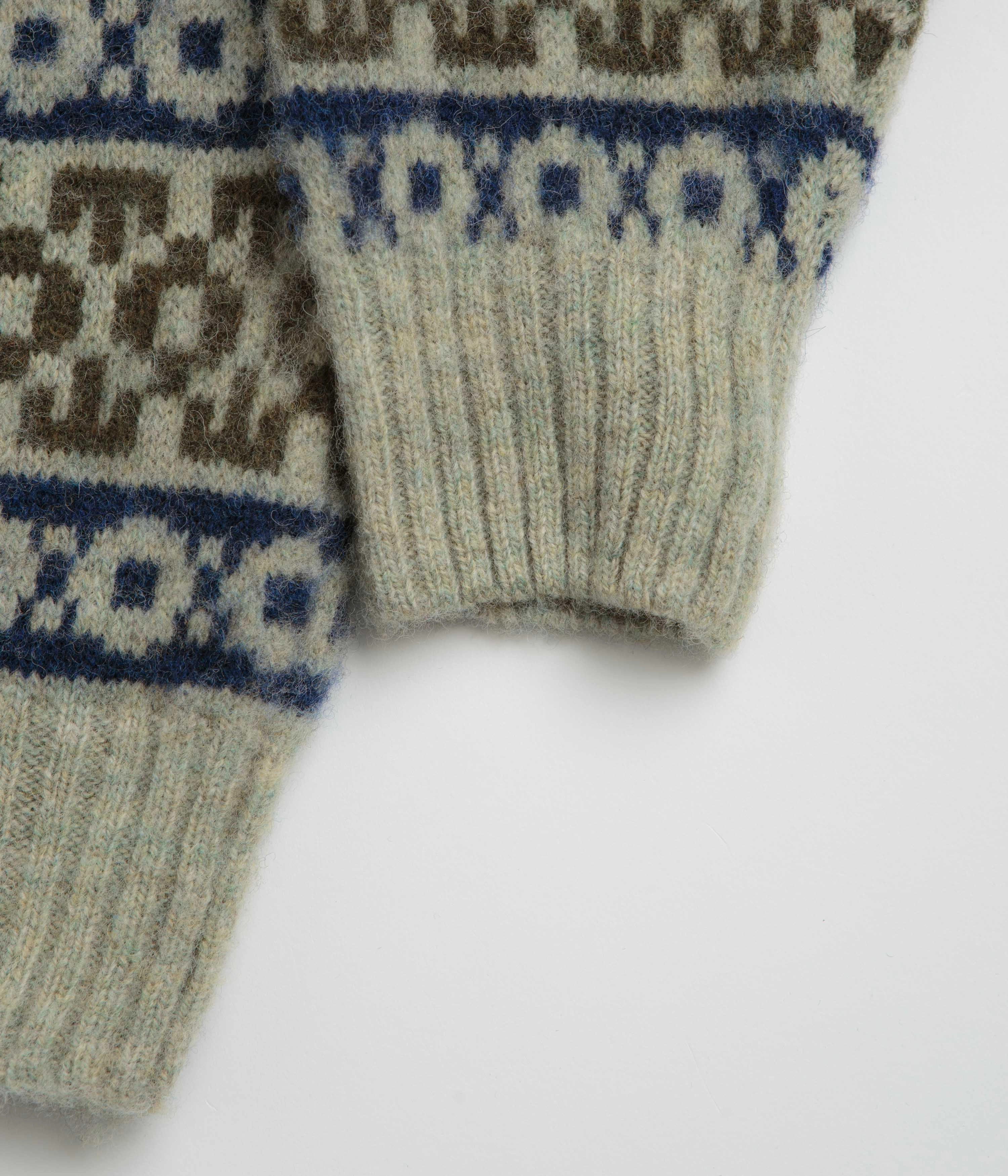 Norse Projects Jonas Scottish Lambswool Fair Isle Sweatshirt - Elm fade resistance Cozy Comfort