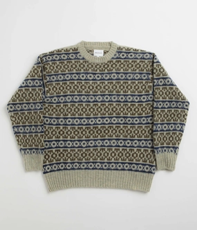 Norse Projects Jonas Scottish Lambswool Fair Isle Sweatshirt - Elm Easy Layer Vintage Style