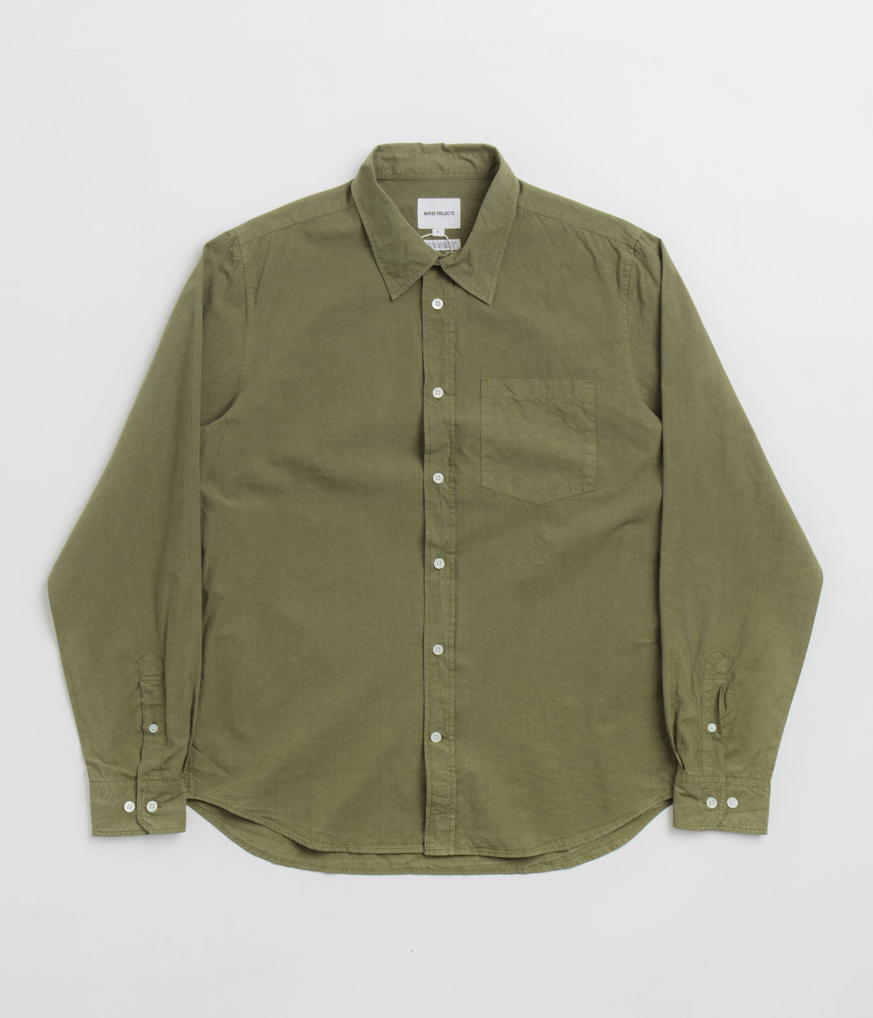 Norse Projects Osvald Cotton Tencel Shirt - Sitka Green Breathable Layer