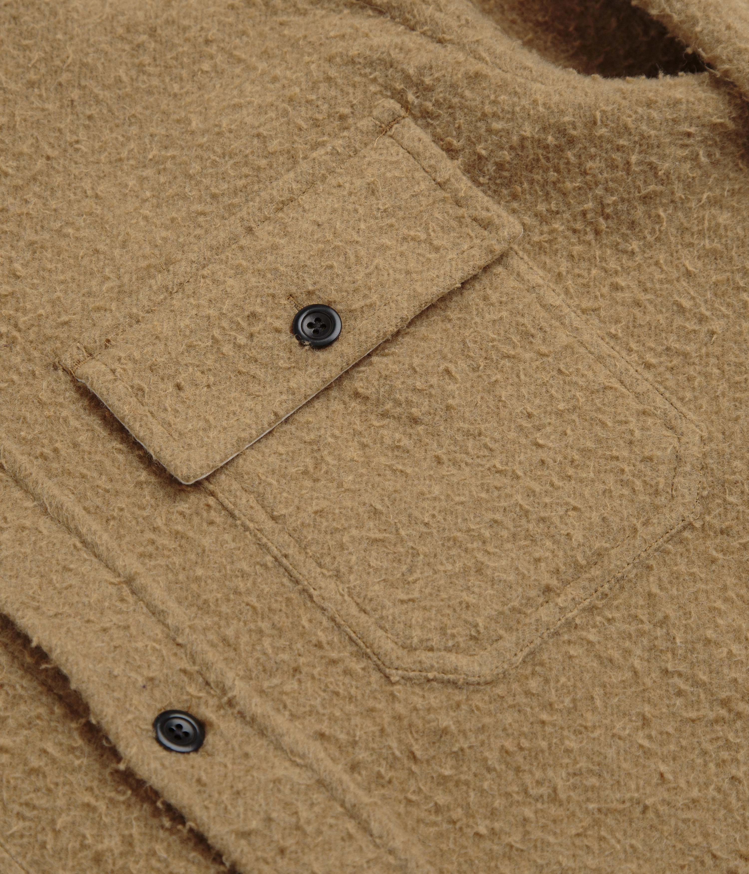 Fitted Norse Projects Silas Textured Cotton Wool Overshirt - Camel