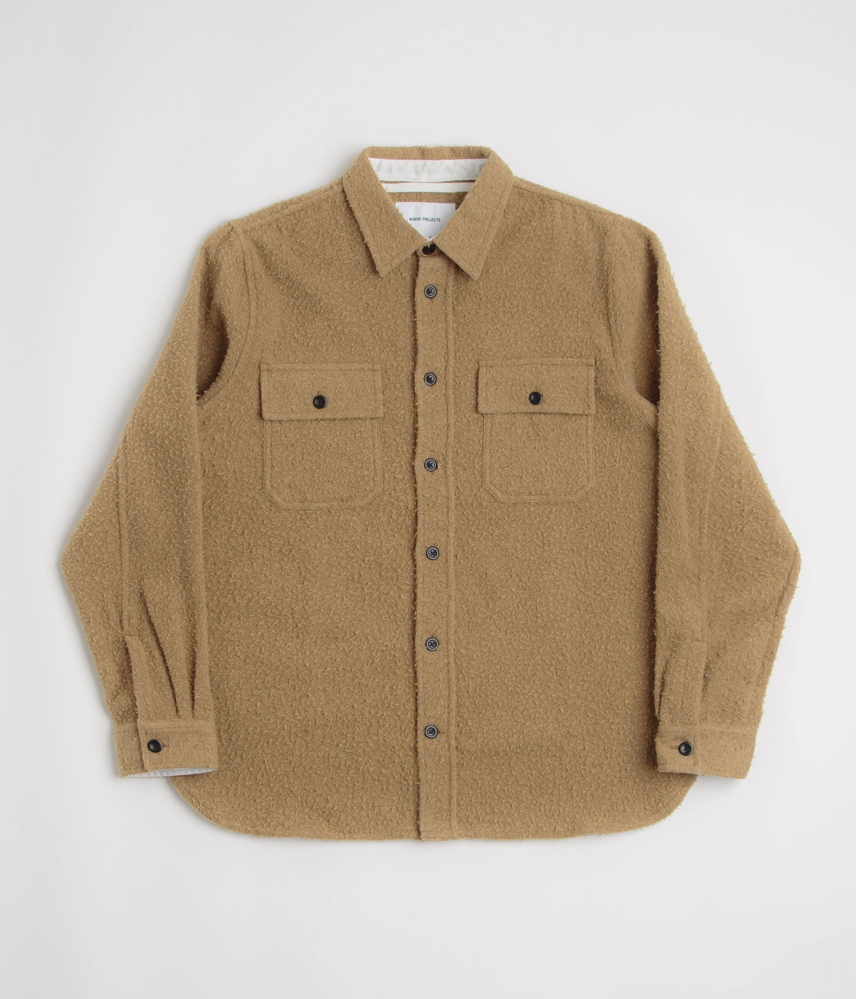 Norse Projects Silas Textured Cotton Wool Overshirt - Camel Protective Style