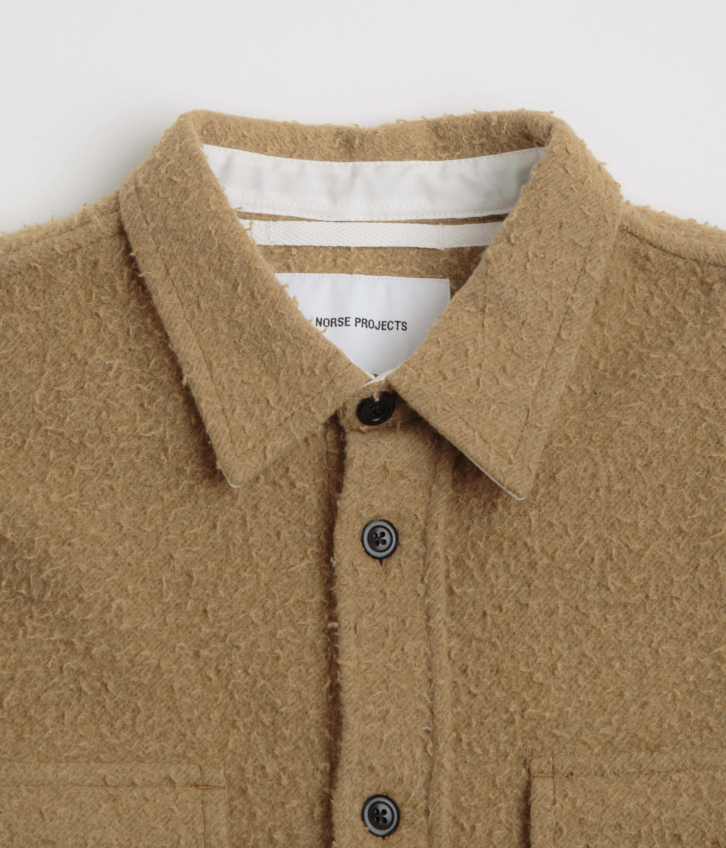 Norse Projects Silas Textured Cotton Wool Overshirt - Camel Elegant suitable for work commutes