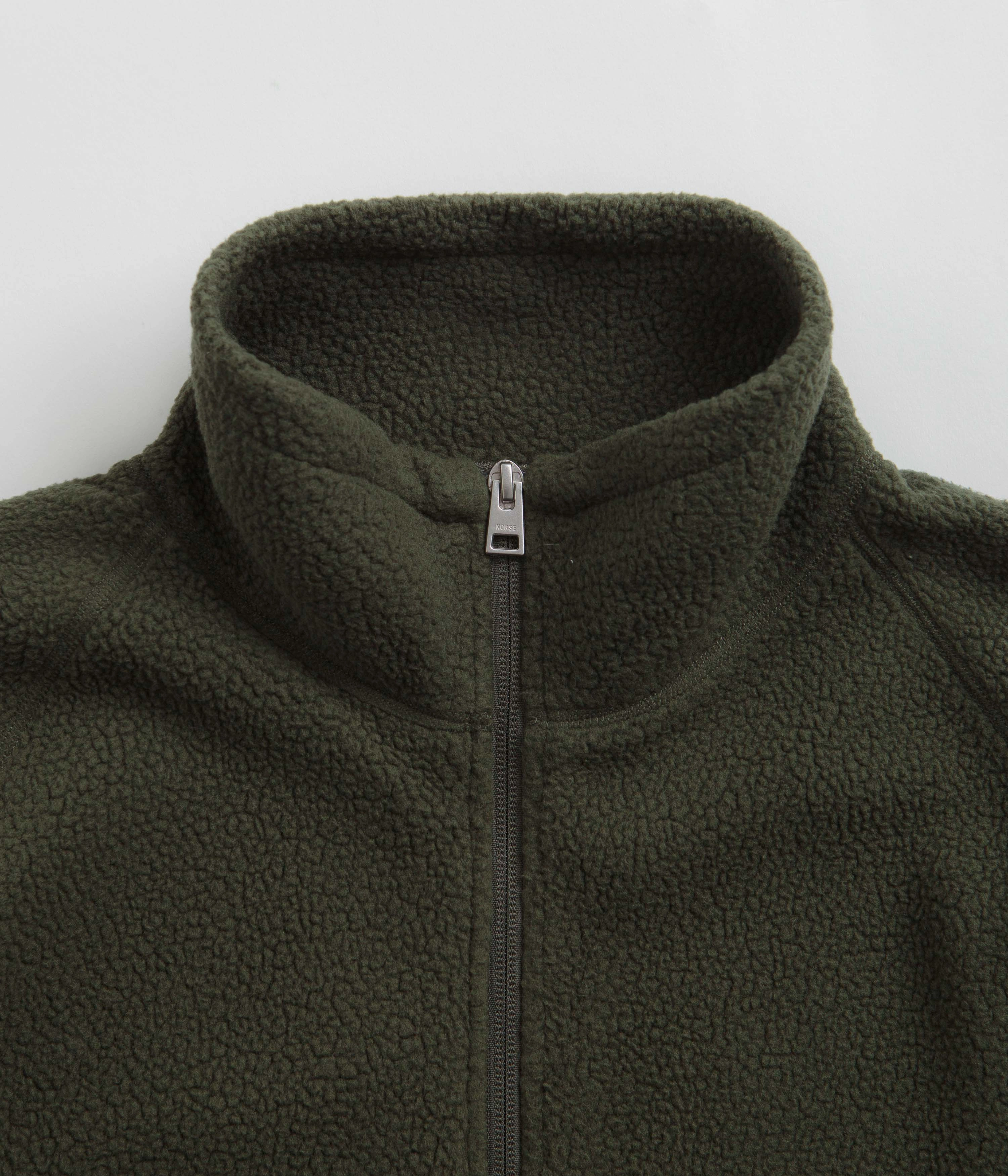 Norse Projects Tycho Pile Fleece Full Zip Jacket - Ivy Green Fall Ready Compact Fit