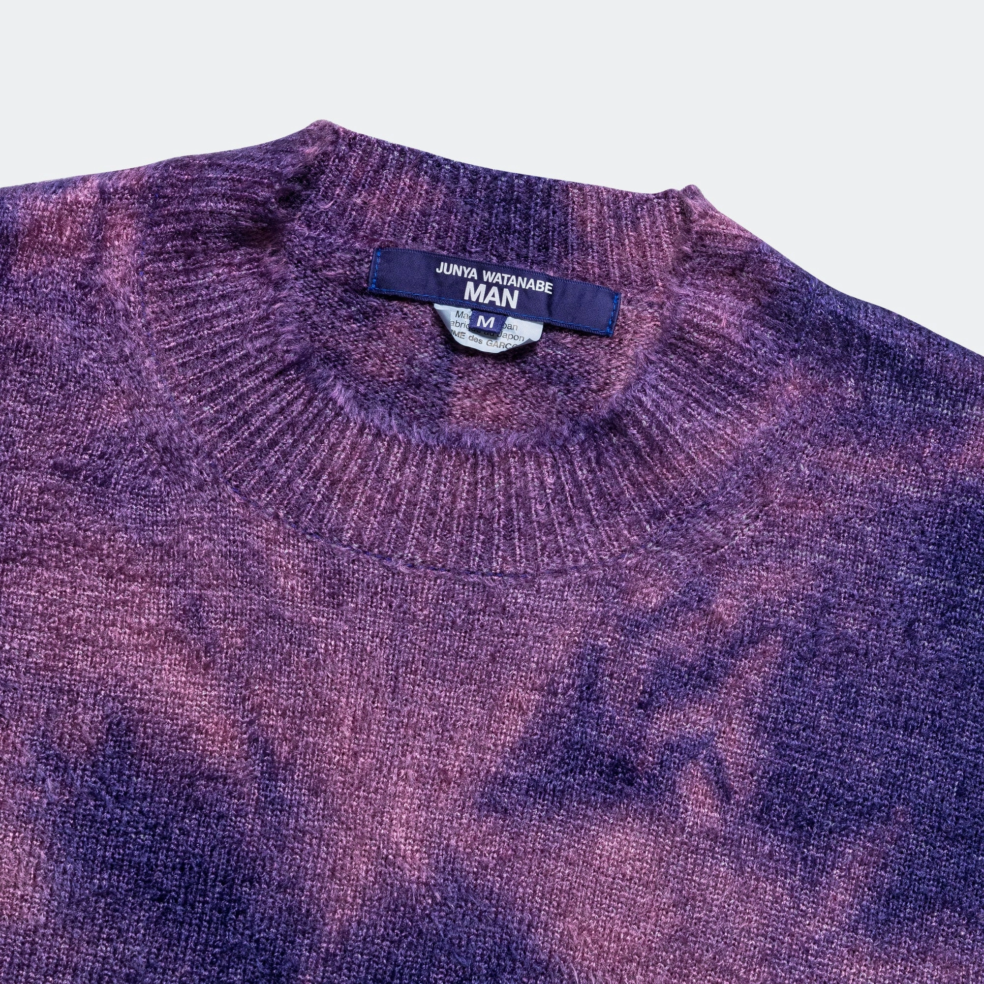 Anti Pilling Finish UVProtective Knit Density Rayon Mole Yarn Jersey Uneven Dye Knit Crew - Navy/Purple