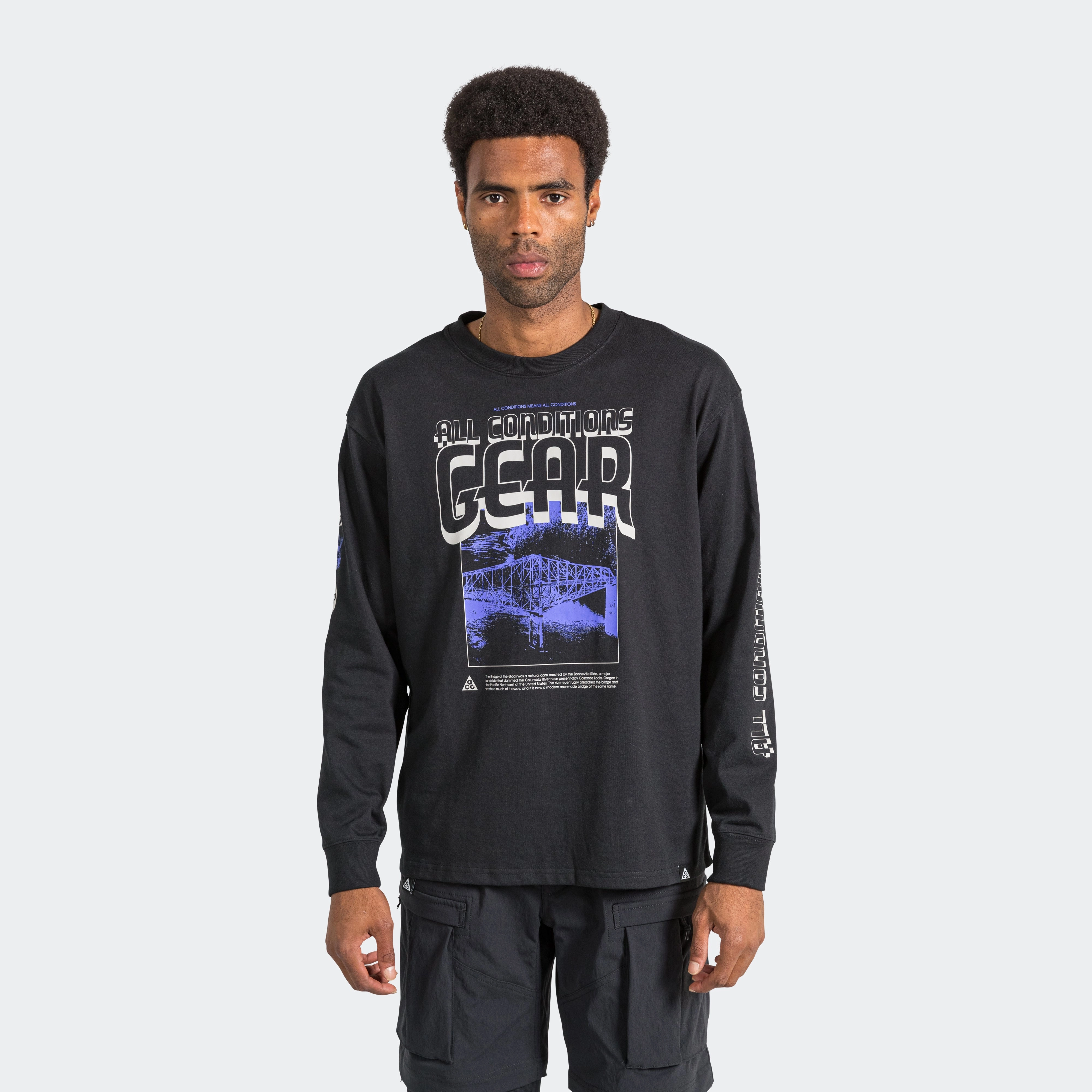 Weekend Style Trendy Comfort Fit NRG Dri-FIT Tee LS TRLL BRDG - Black