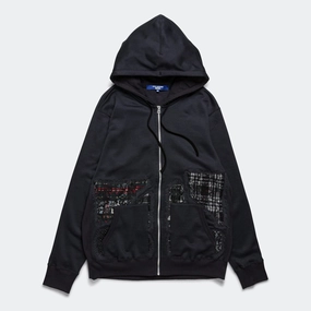 Nylon Cotton French Terry x Multi Fabrics Patchwork Jacket - Grey/Mix Enhanced Edge Binding