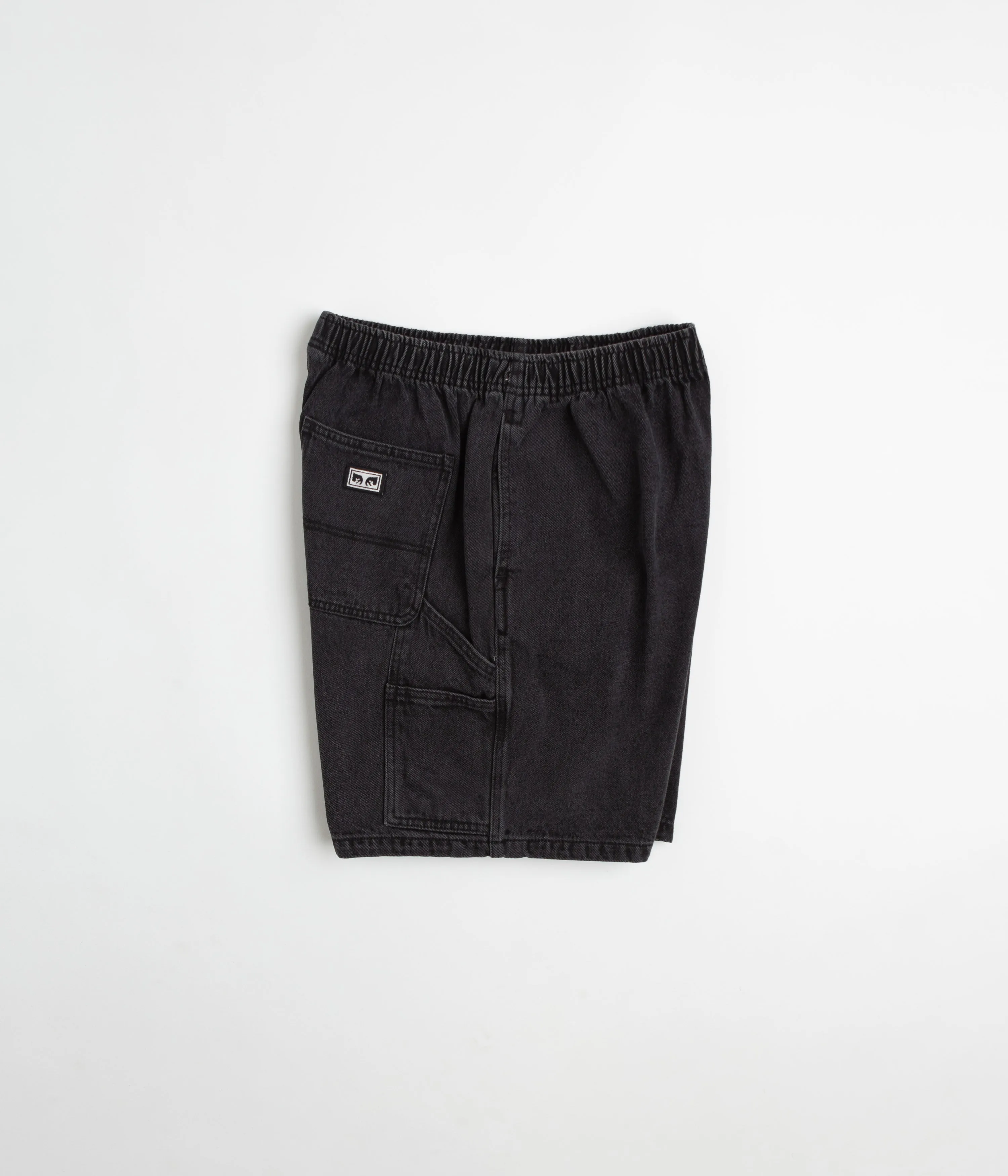 Obey Easy Denim Carpenter Shorts - Black Ventilated Mesh Panels