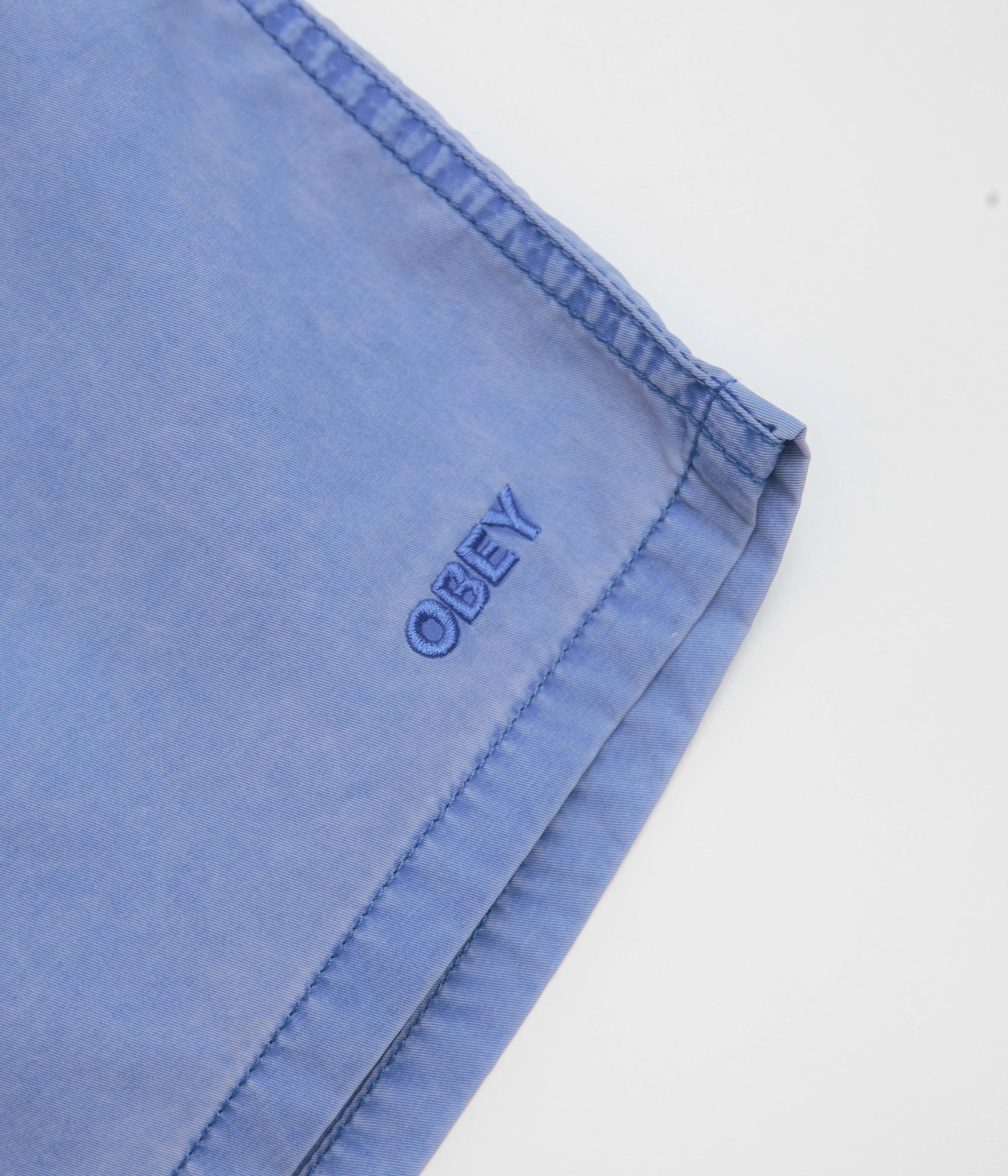 Obey Easy Pigment Cotton Nylon Shorts - Pigment Dazzling Blue Flatlock Seams All Day