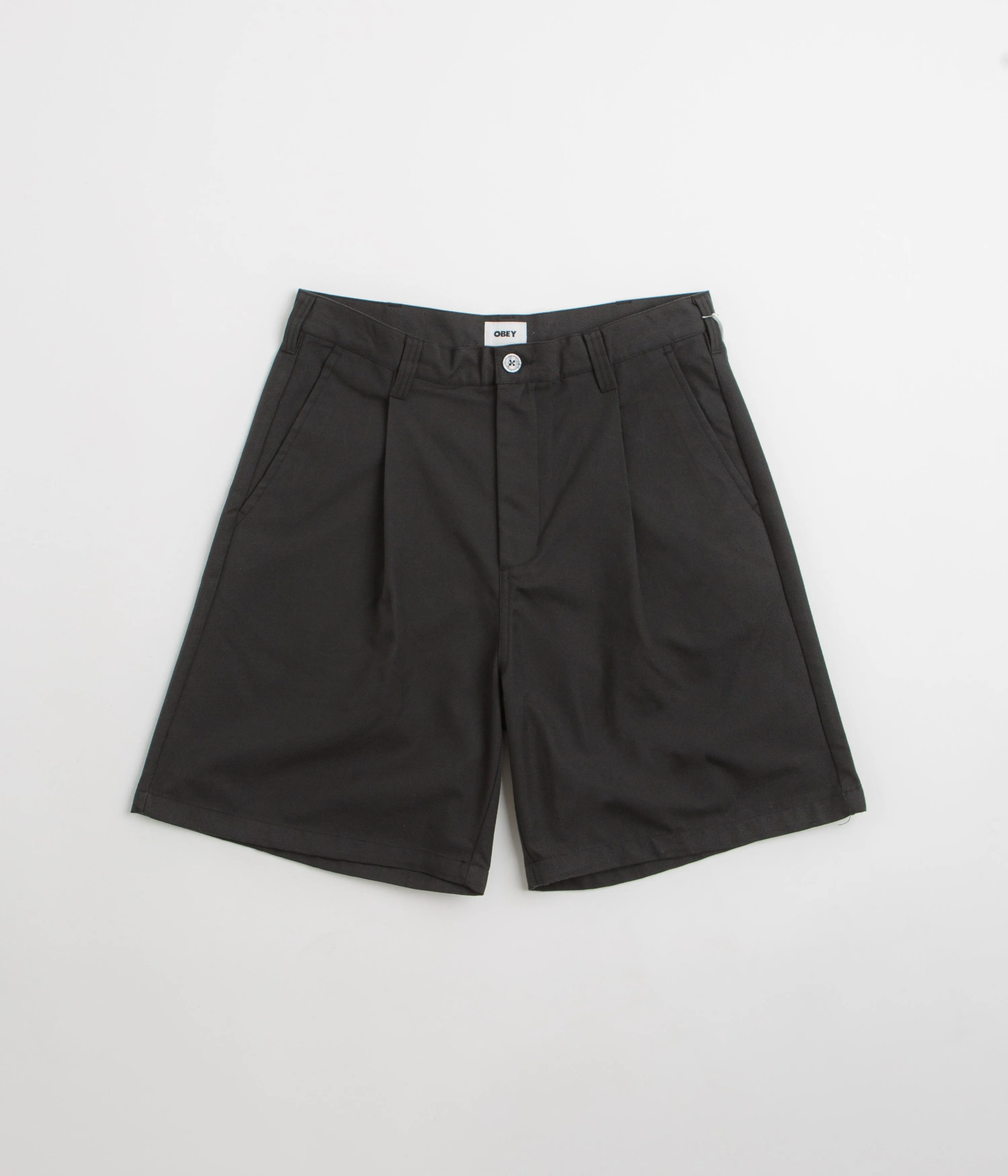 Obey Oliver Shorts - Pirate Black Clean Fabric Printed Pattern