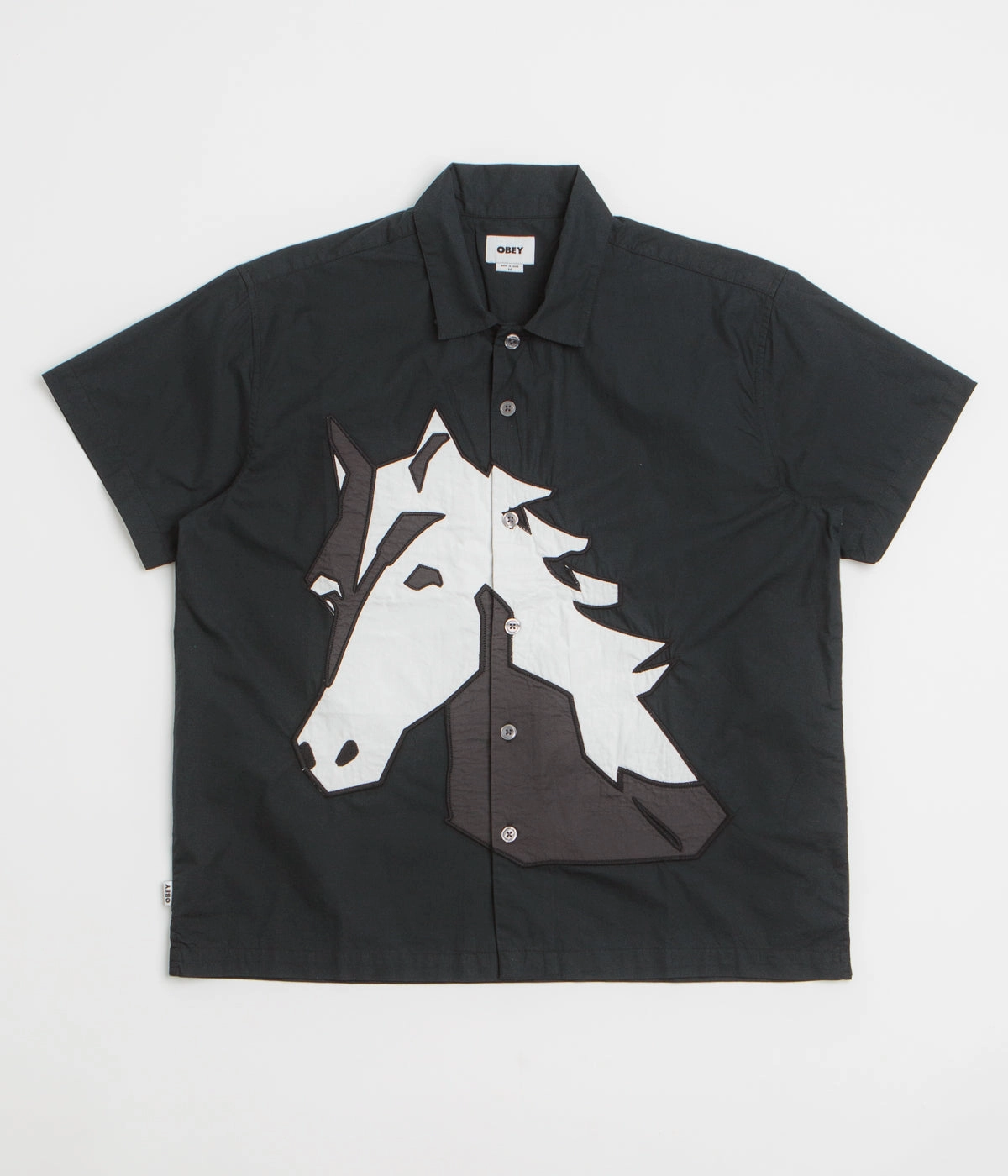 Flexible Knit High Neck Obey Beau Short Sleeve Shirt - Black Multi