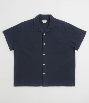 Obey Curtis Short Sleeve Shirt - Navy Tall Length Minimalist Closure
