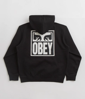 Girly style Chipmunk like Obey Eyes Icon Hoodie - Black