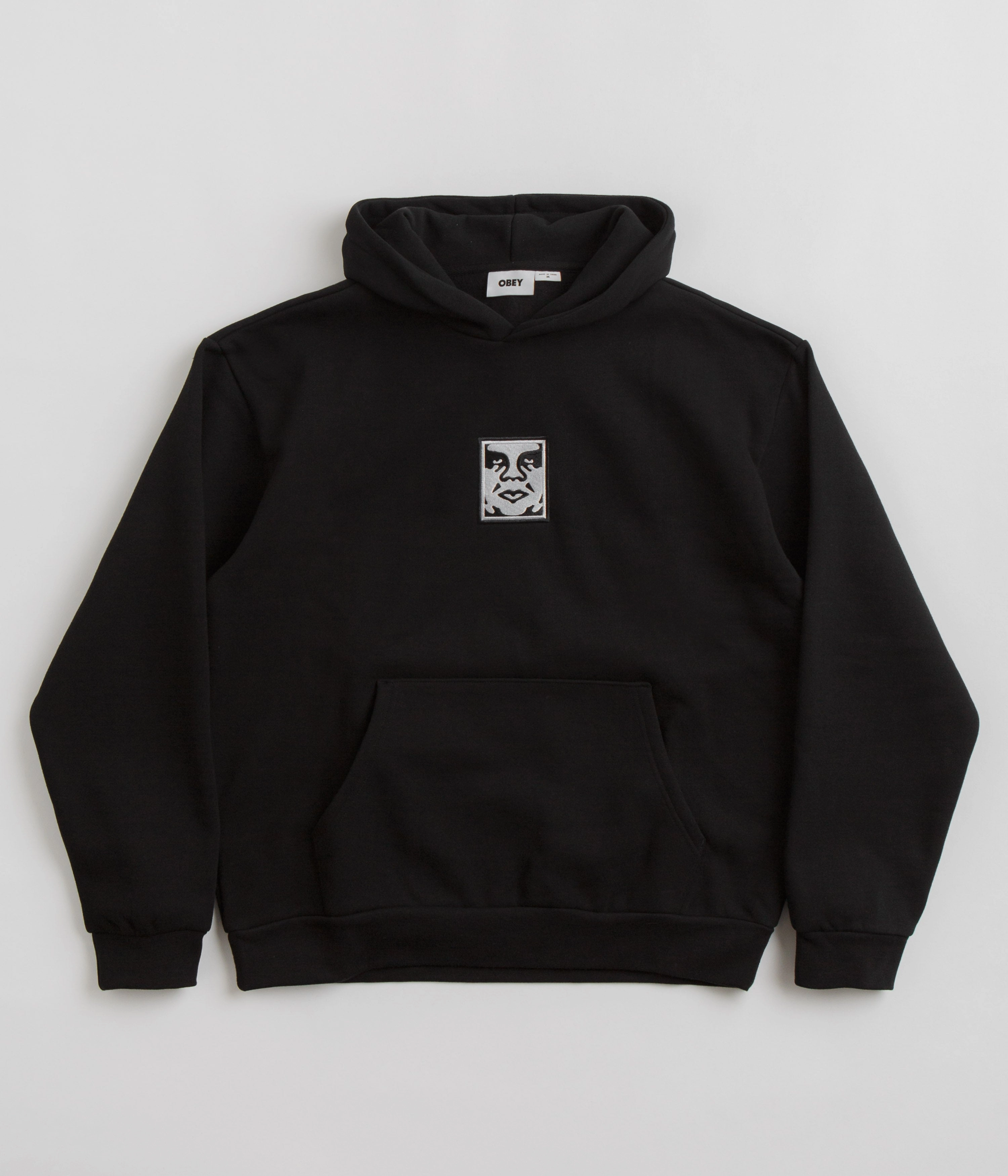 Button front Classic Style Obey Icon Extra Heavy Hoodie - Black